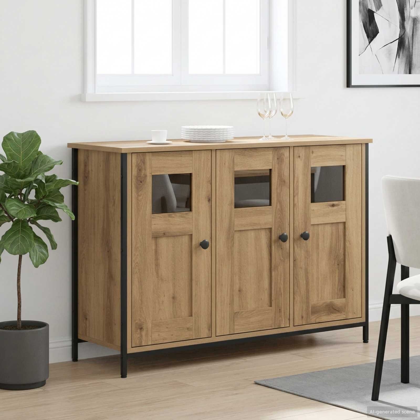 vidaXL Служебен шкаф Дъб артизан 100 x 35 x 70 см Инженерна дървесина