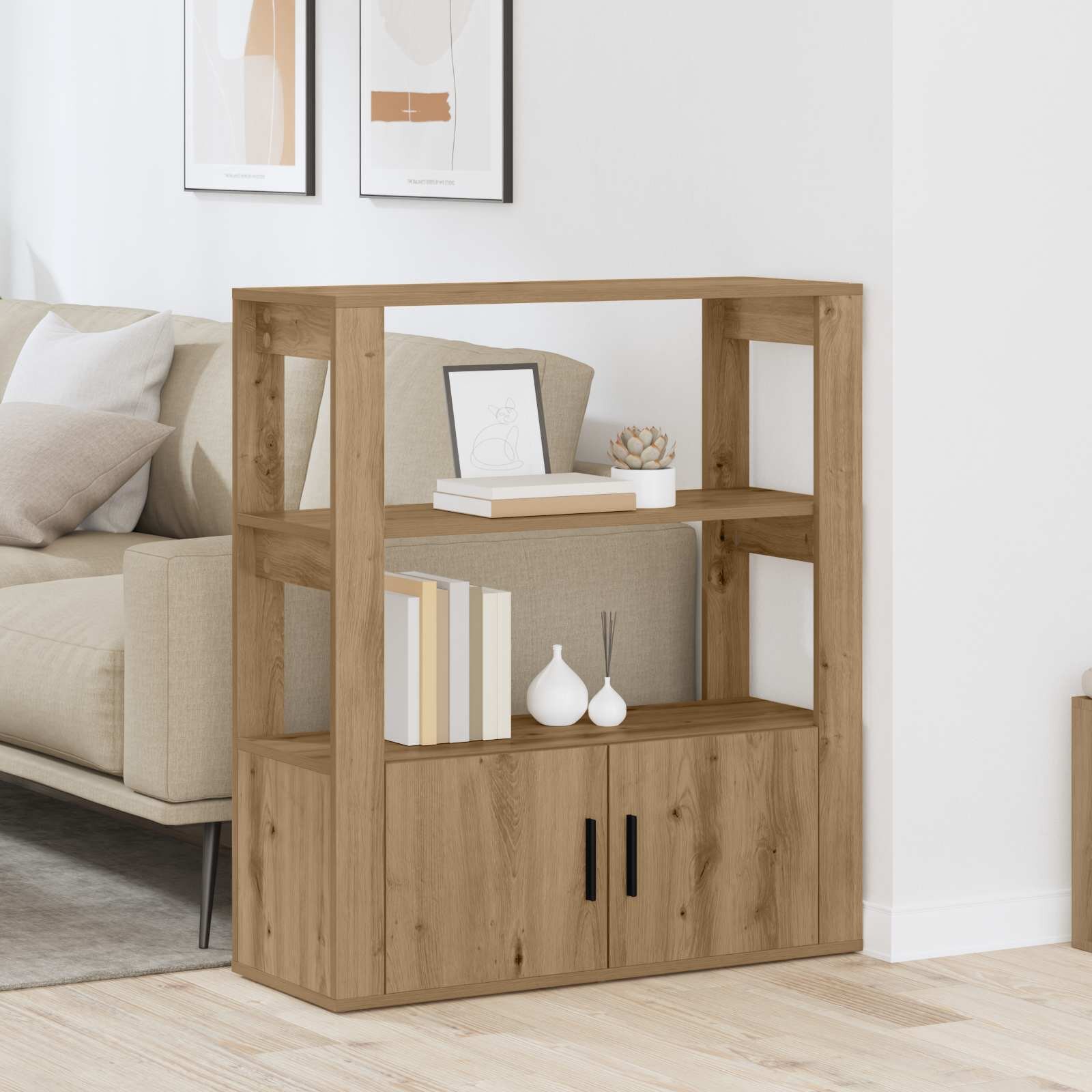 vidaXL Служебен шкаф дъб артизан 30 x 80 x 90 см Инженерна дървесина