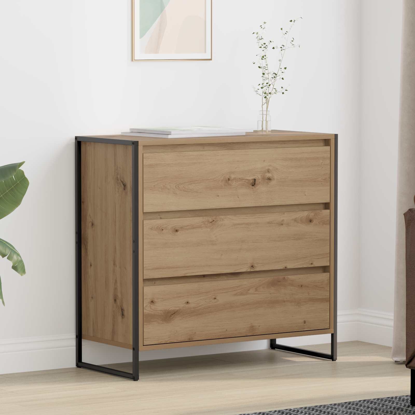 vidaXL Служебен шкаф Дъб артизан 79 x 36 x 75.5 см Инженерна дървесина