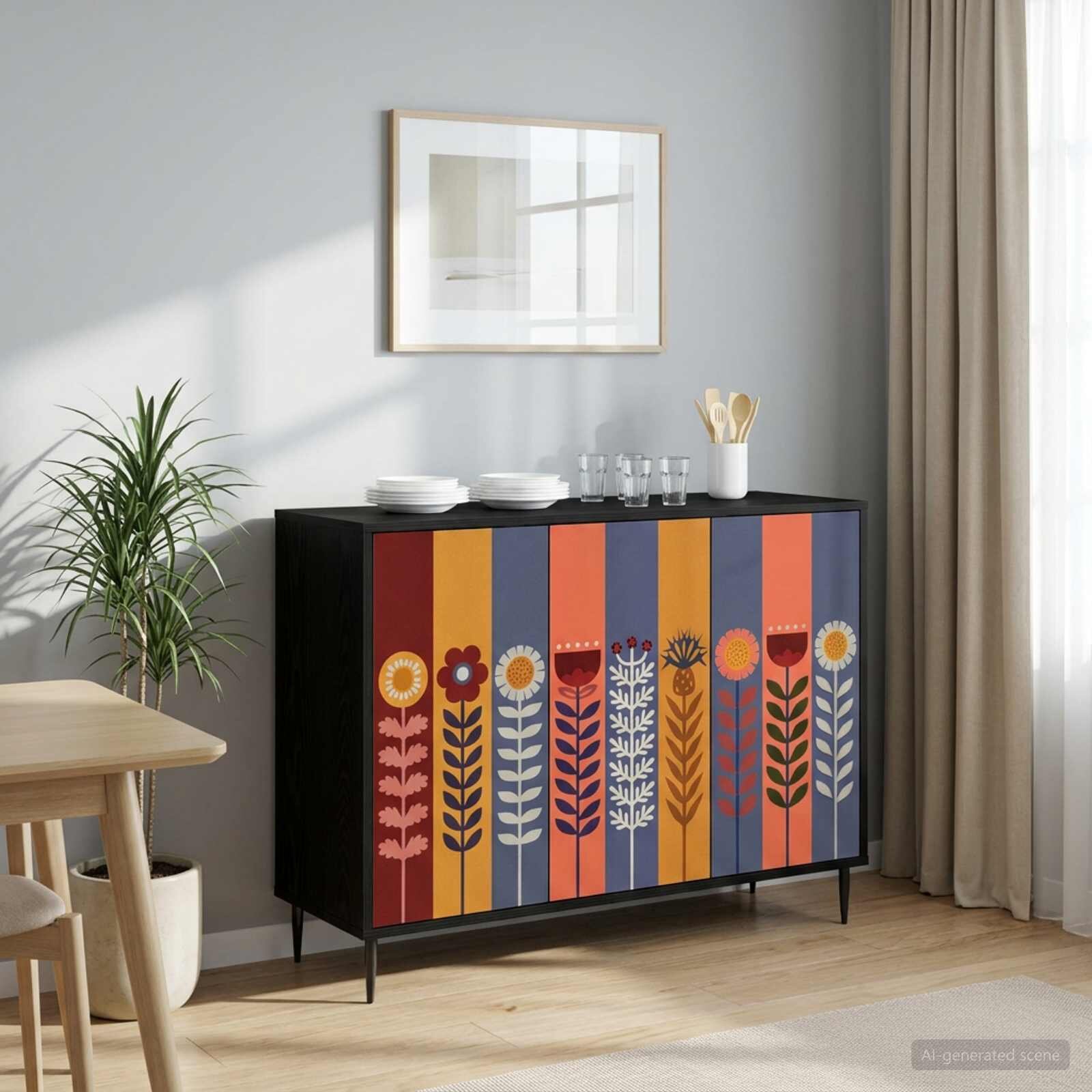 vidaXL Служебен шкаф ESSEN Черен дъб 102 x 33 x 76 см