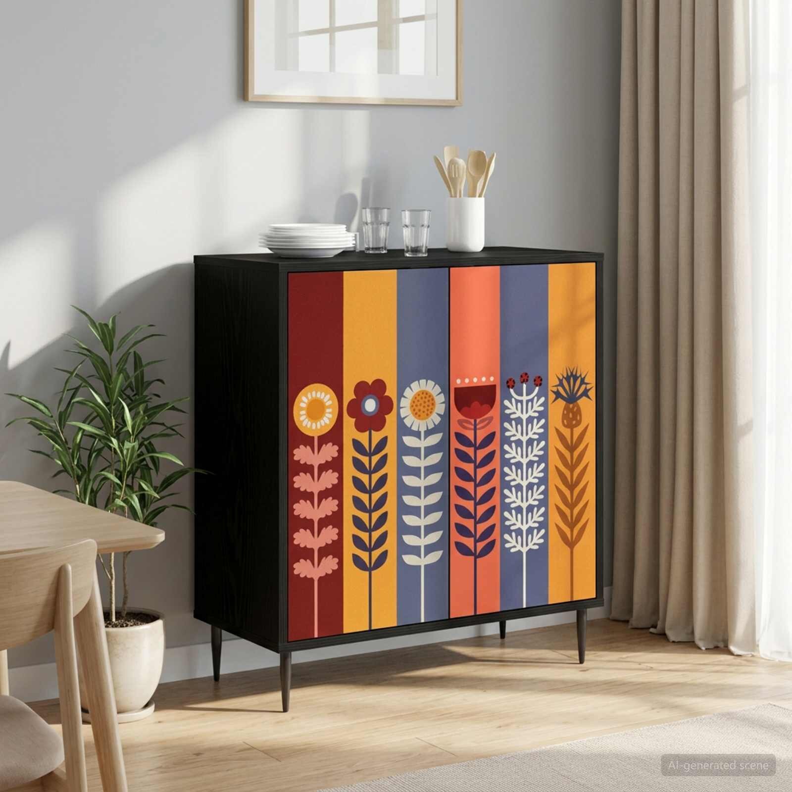 vidaXL Служебен шкаф ESSEN Черен дъб 69 x 33 x 76 см