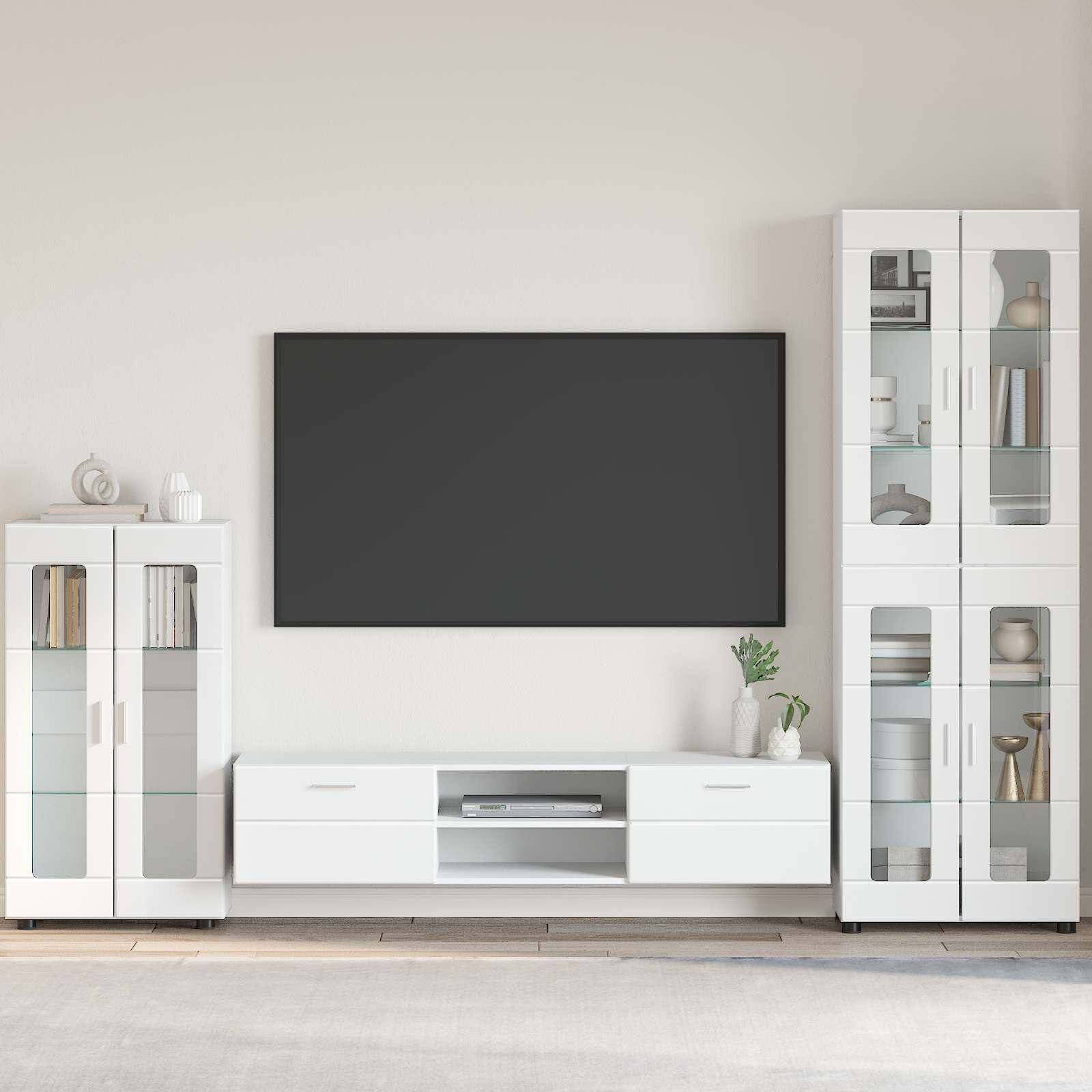 vidaXL Служебен шкаф FLORIN 555 x 29 x 100 см Лъскаво бяло