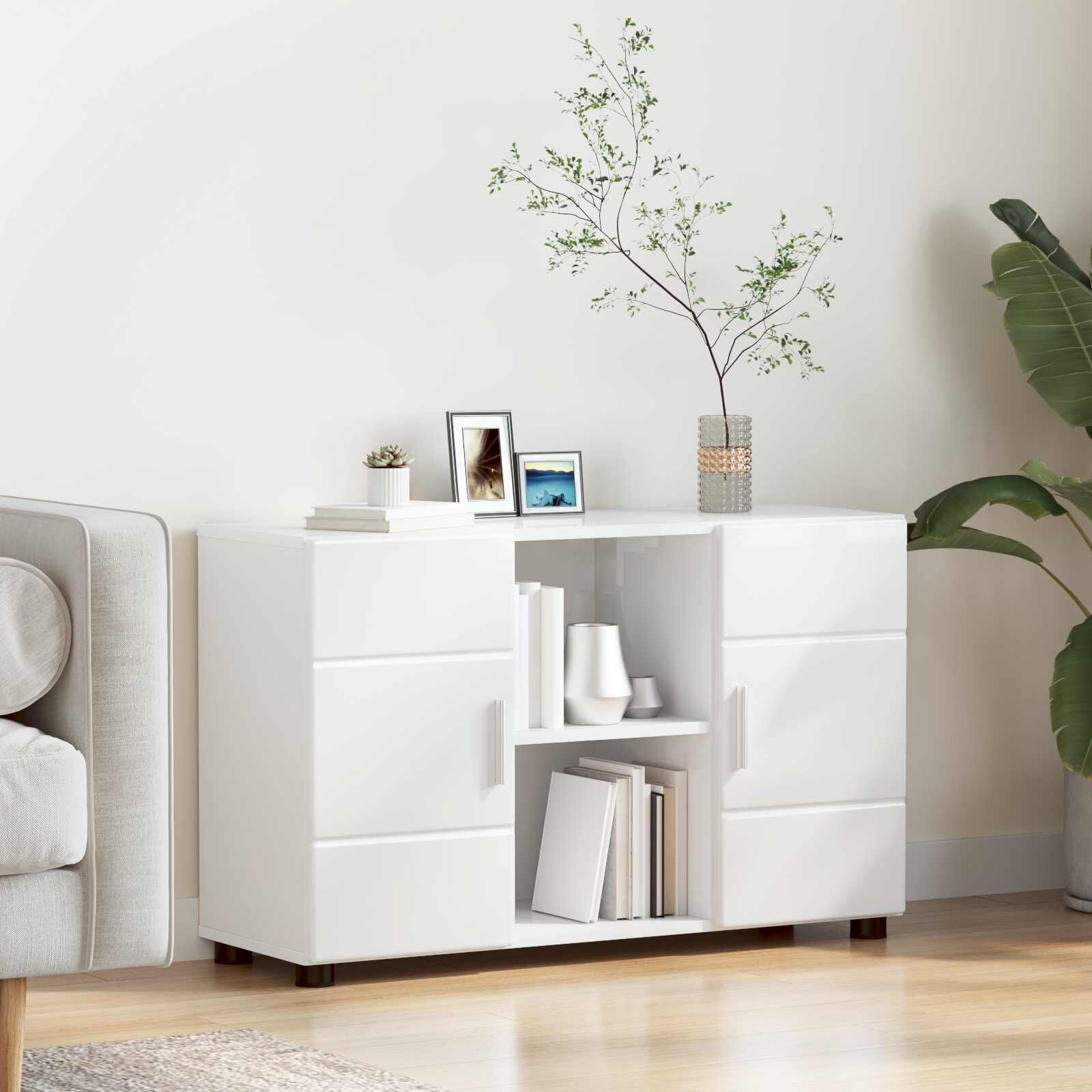 vidaXL Служебен шкаф FLORIN 885 x 305 x 555 см Лъскаво бяло