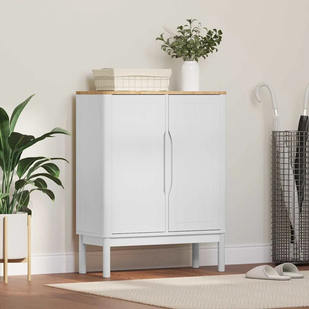 vidaXL Служебен шкаф FLORO Бяло 70 x 30 x 705 см Солиден бор