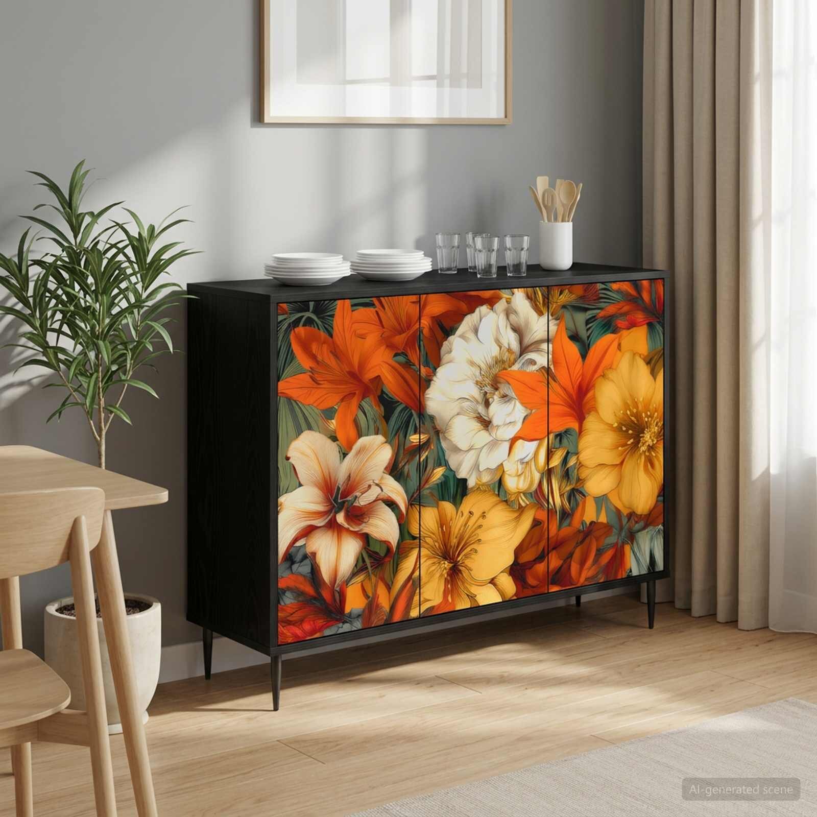 vidaXL Служебен шкаф GENNEP Черен дъб 102 x 33 x 76 см