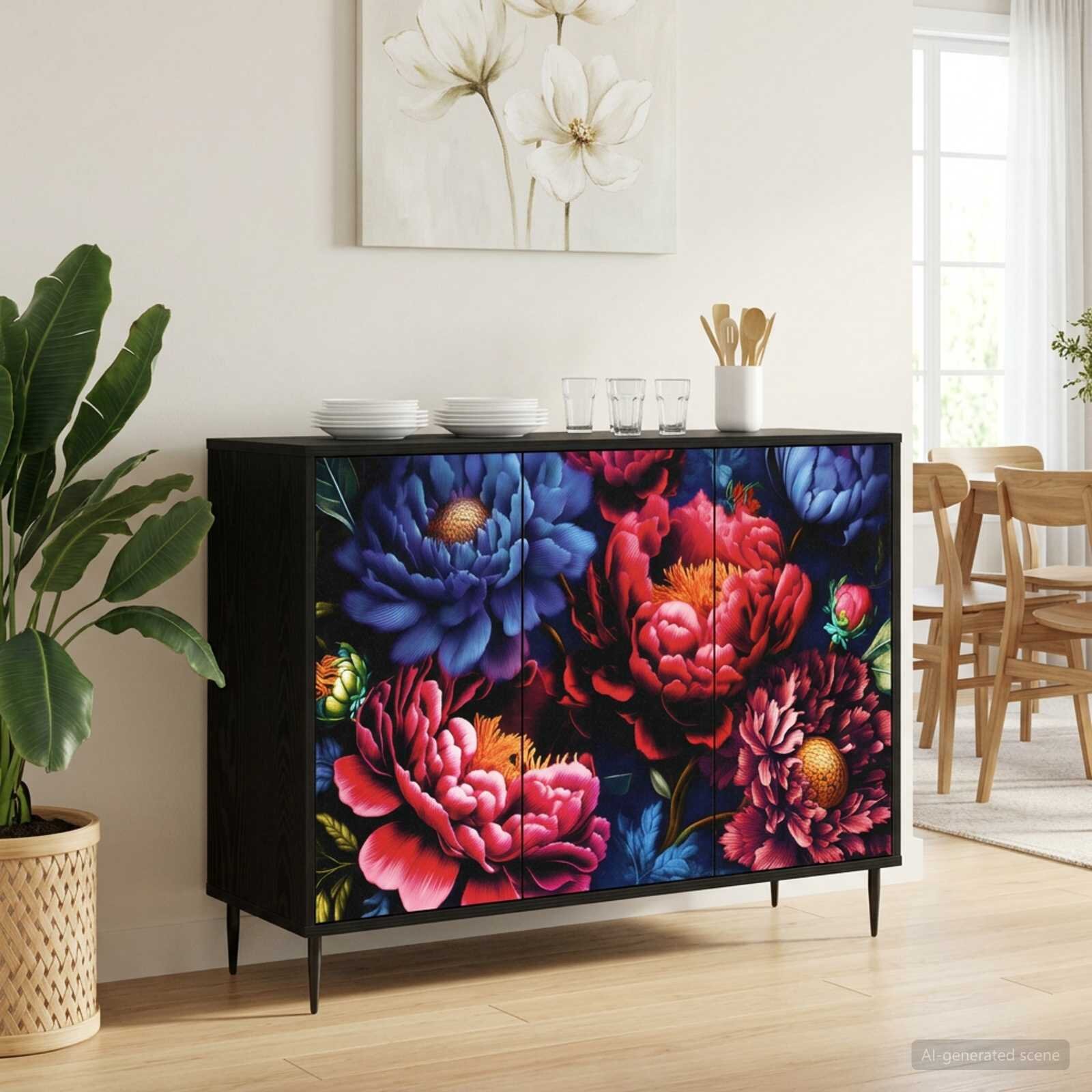 vidaXL Служебен шкаф KIEL Черен дъб 102 x 33 x 76 см