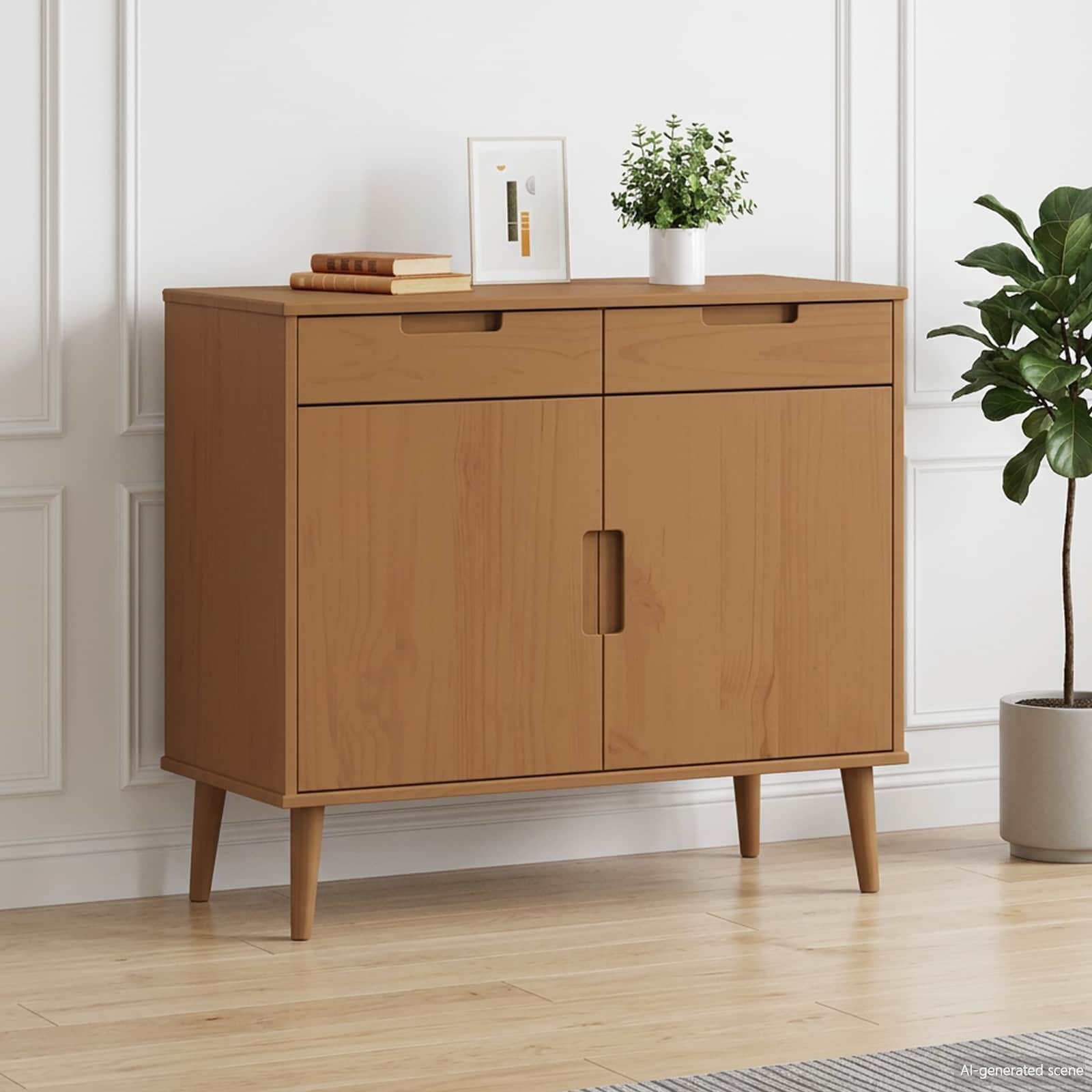 vidaXL Служебен шкаф MOLDE Карамел 90 x 40 x 80 см