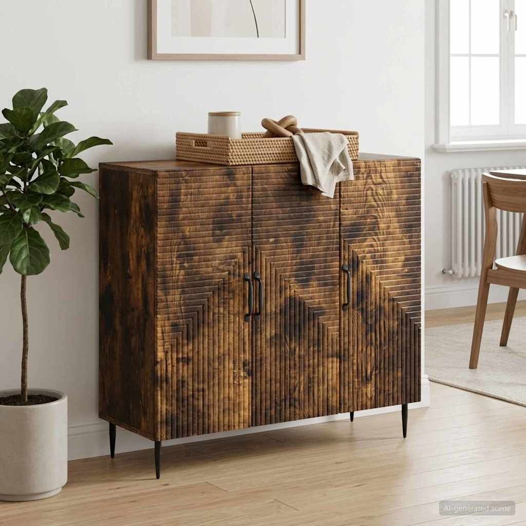 vidaXL Служебен шкаф Опушен дъб 89 x 345 x 80 см Инженерна дървесина