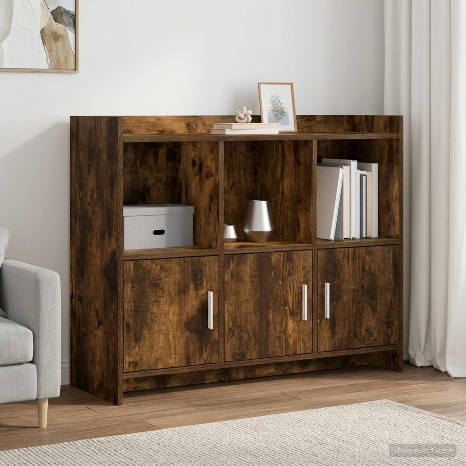 vidaXL Служебен шкаф Опушен дъб 985 x 33 x 80 см Инженерна дървесина