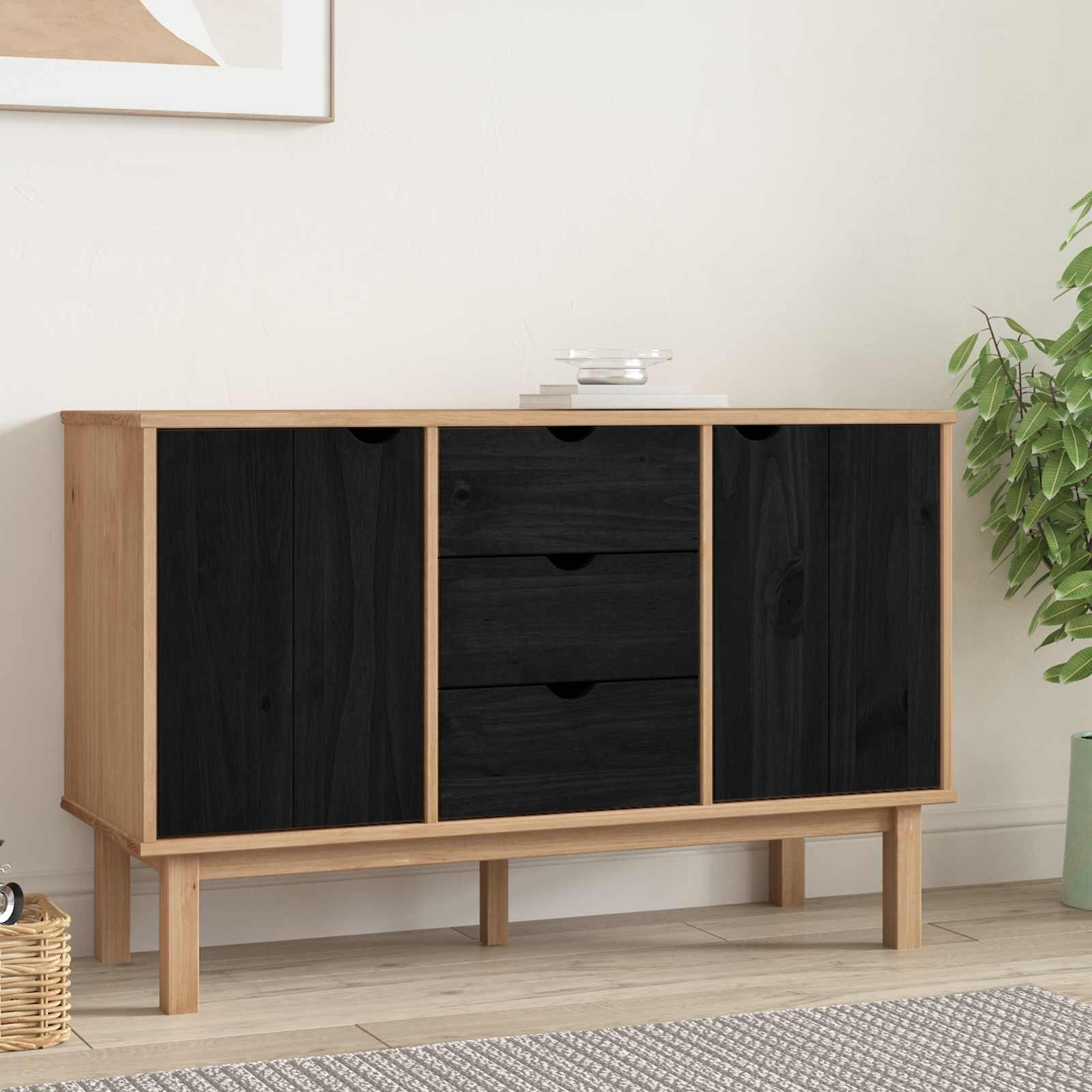 vidaXL Служебен шкаф OTTA Черно 1135 x 43 x 73 см