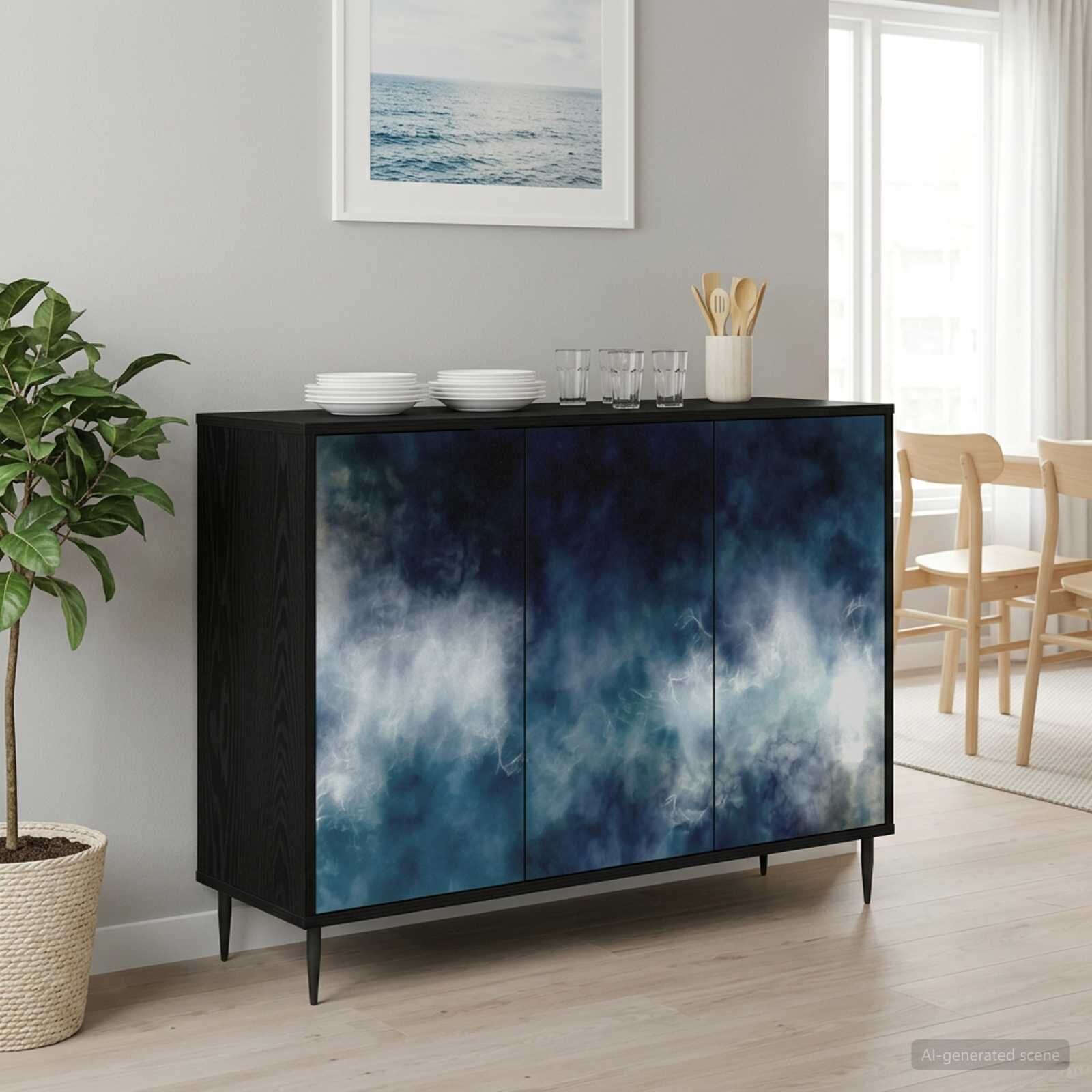 vidaXL Служебен шкаф RAALTE Черен дъб 102 x 33 x 76 см