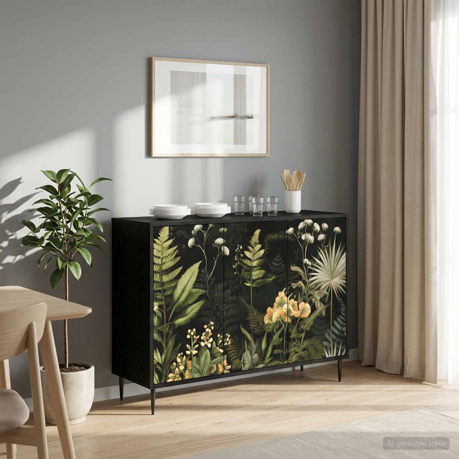 vidaXL Служебен шкаф RHENEN Черен дъб 102 x 33 x 76 см