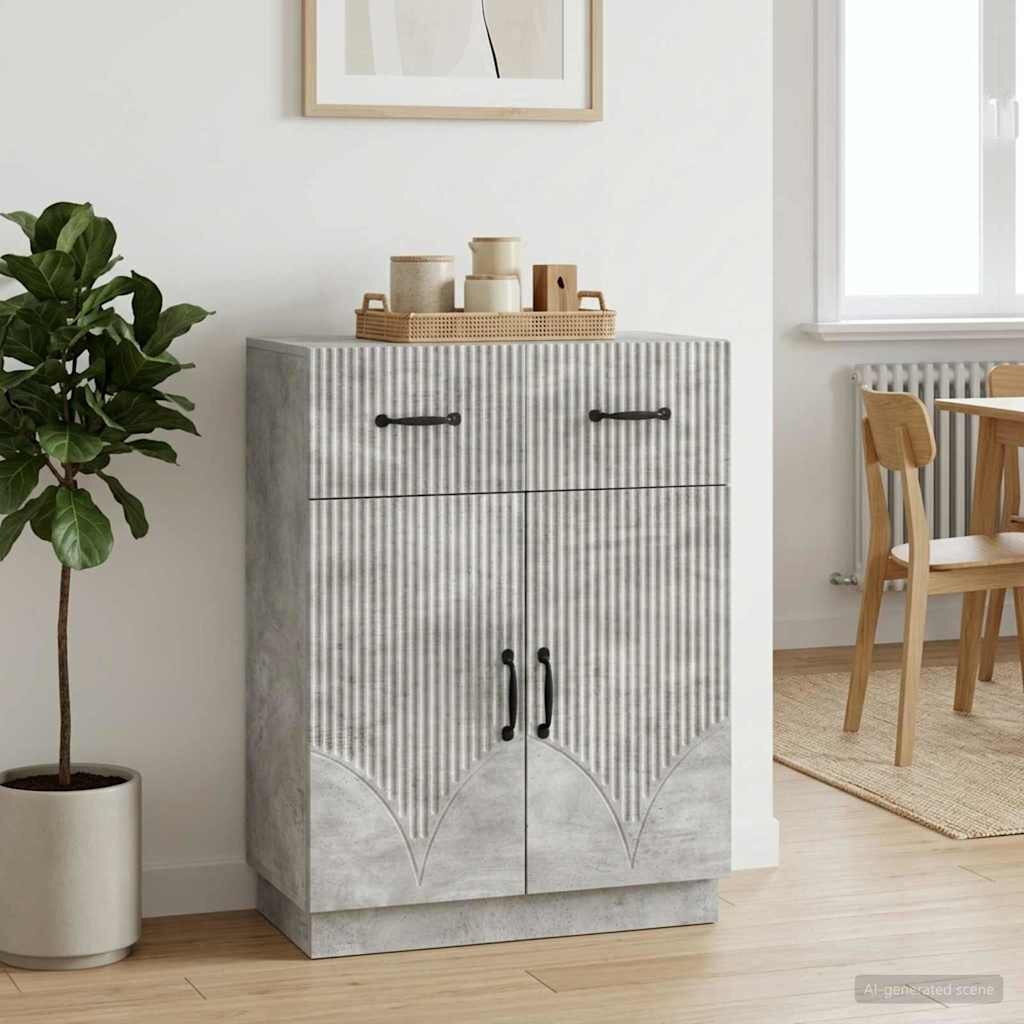 vidaXL Служебен шкаф с чекмедже Бетонно сиво 66 x 345 x 87 см