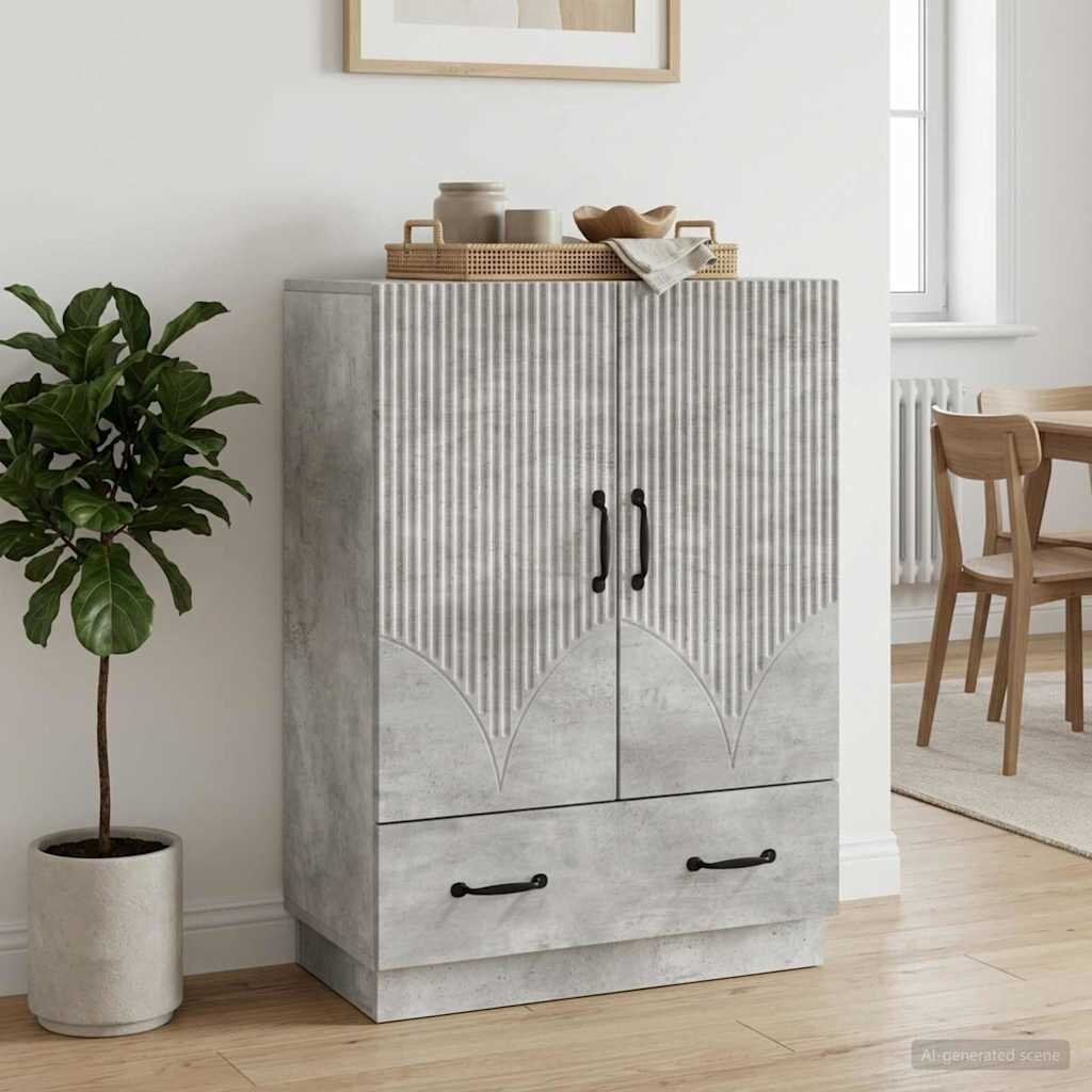 vidaXL Служебен шкаф с чекмедже Бетонно сиво 66 x 345 x 92 см