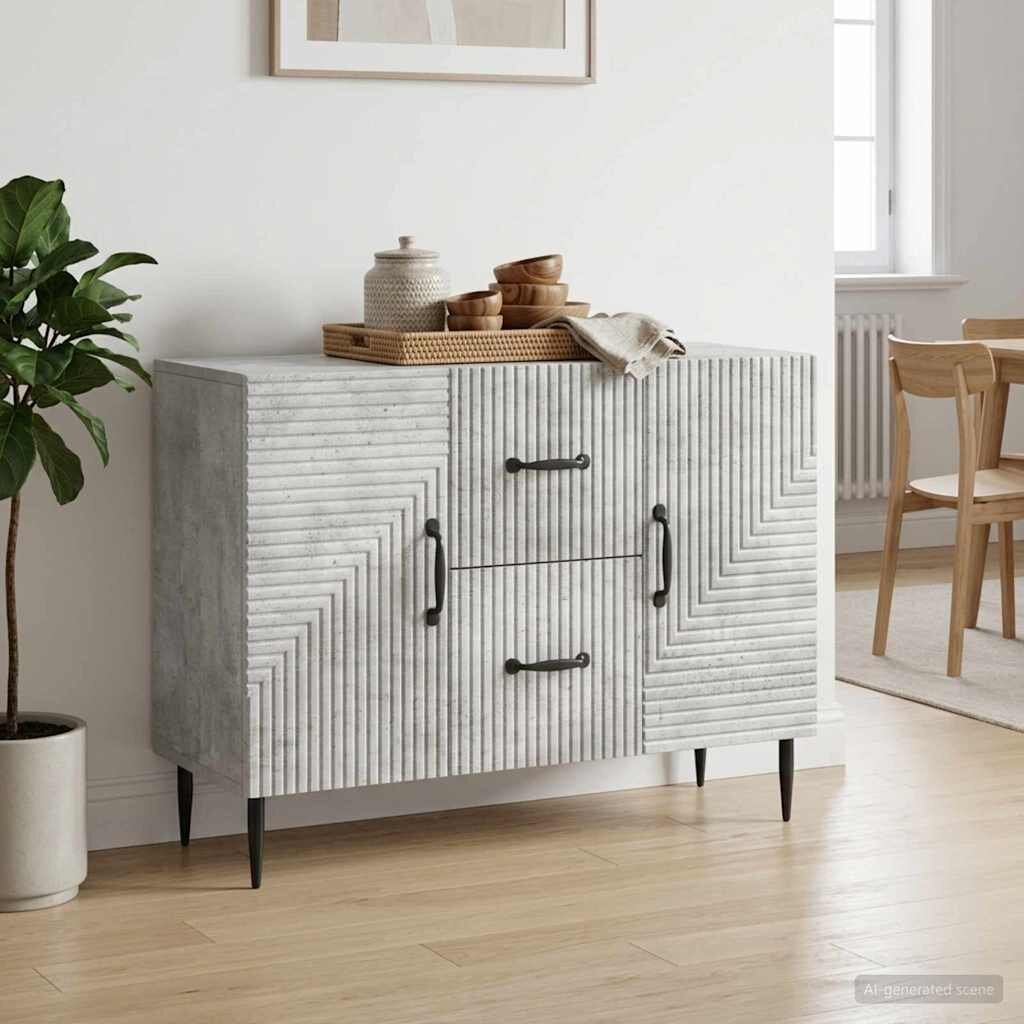 vidaXL Служебен шкаф с чекмедже Бетонно сиво 89 x 345 x 60 см