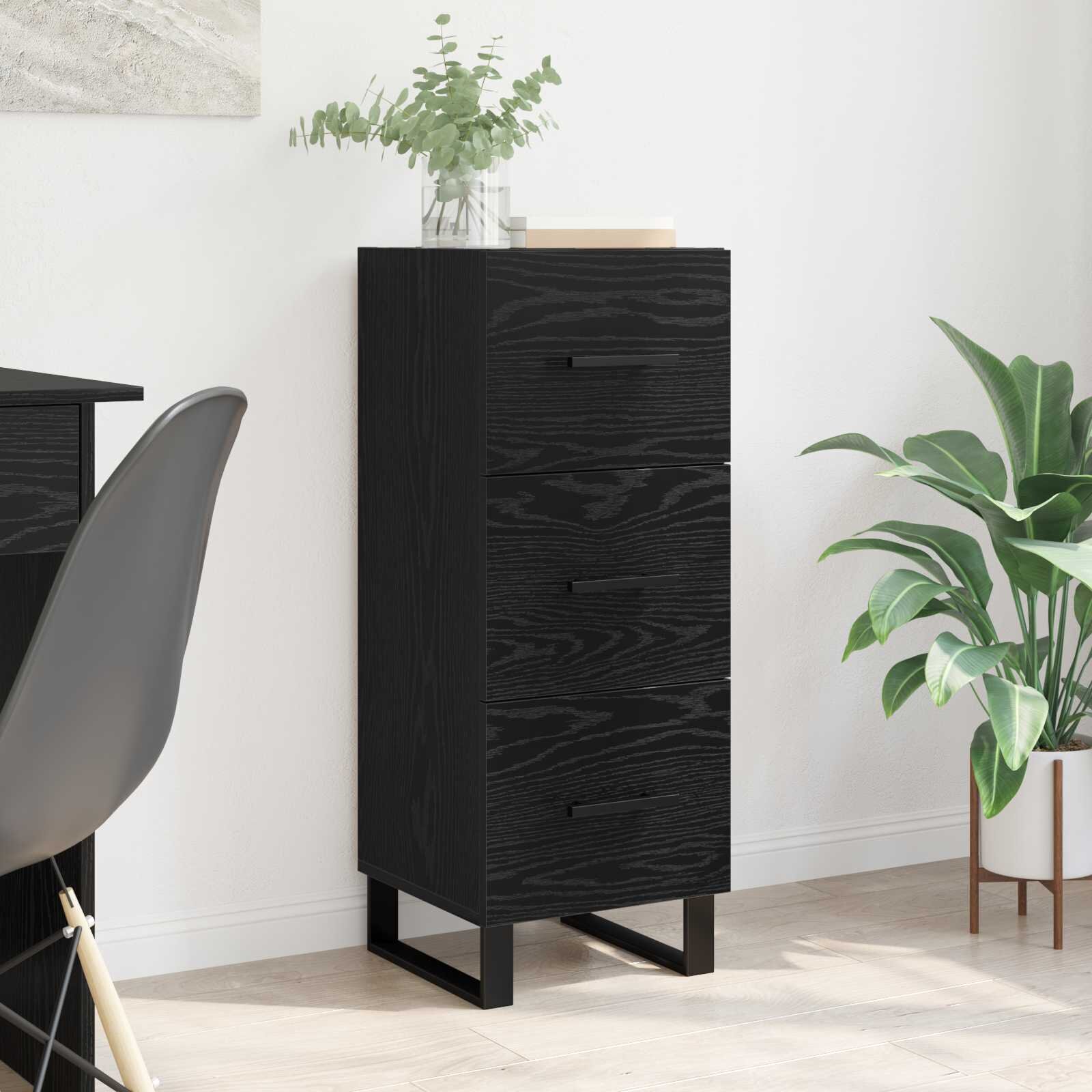 vidaXL Служебен шкаф с чекмедже Черния дъб 345 x 34 x 90 см