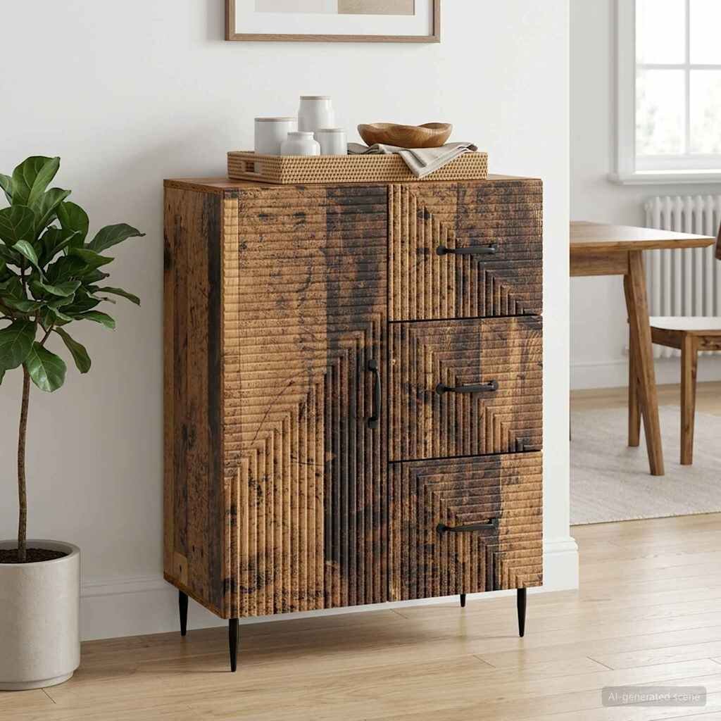 vidaXL Служебен шкаф с чекмедже Старо дърво 66 x 345 x 895 см