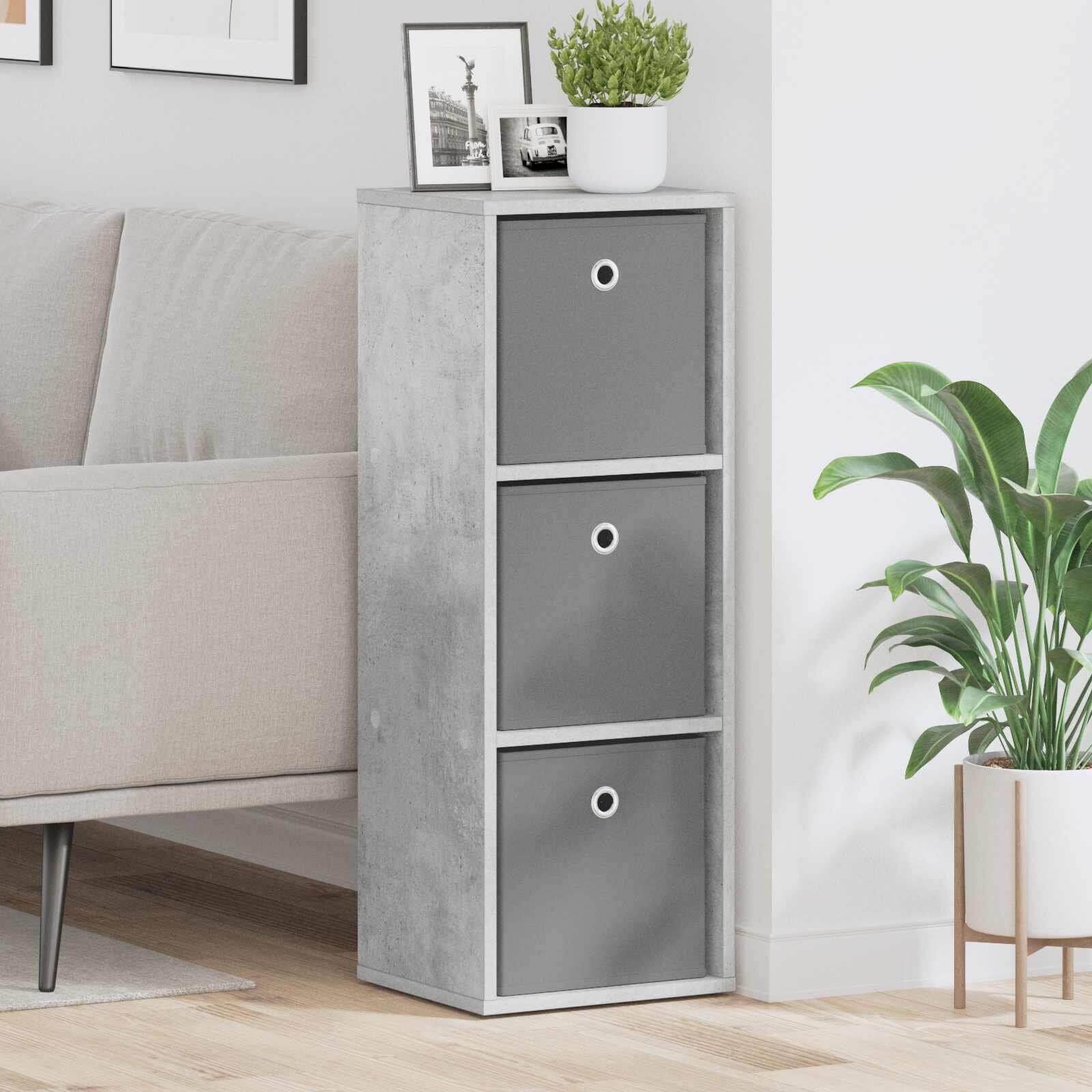 vidaXL Служебен шкаф с чекмедже Циментено сиво 305 x 27 x 845 см
