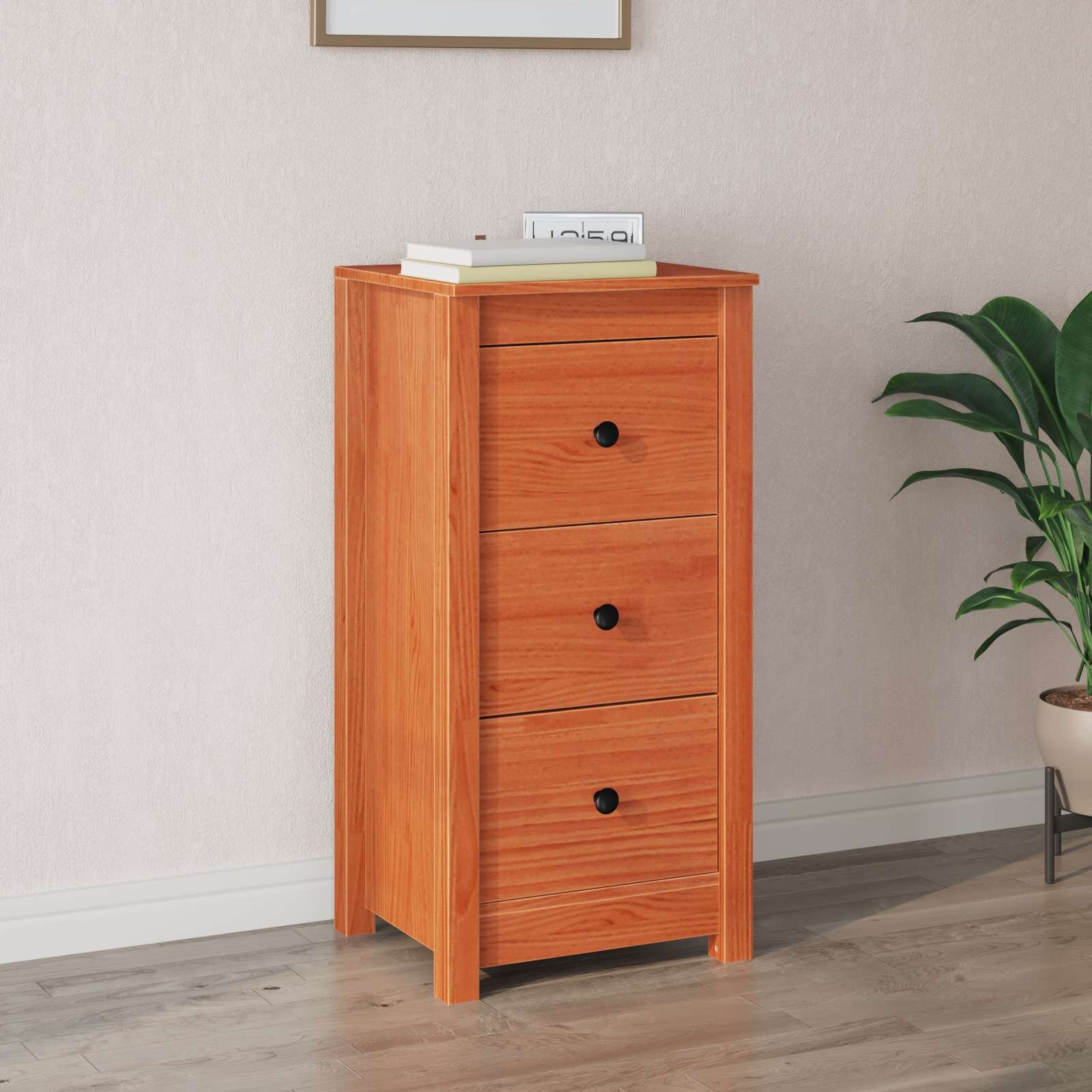 vidaXL Служебен шкаф с чекмедже Восъчен Кафяв 39 x 35 x 80 см