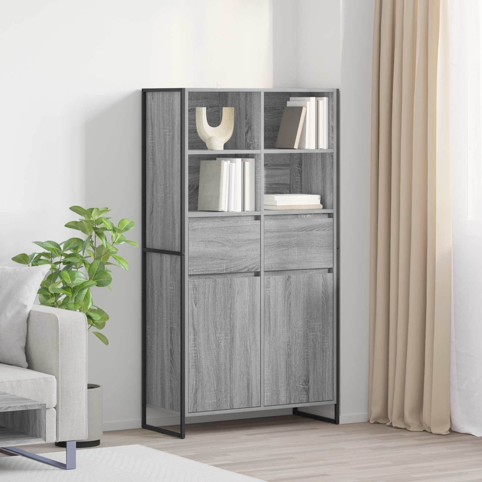 vidaXL Служебен шкаф Сив Сонома 81 x 36 x 150.5 см Инженерна дървесина
