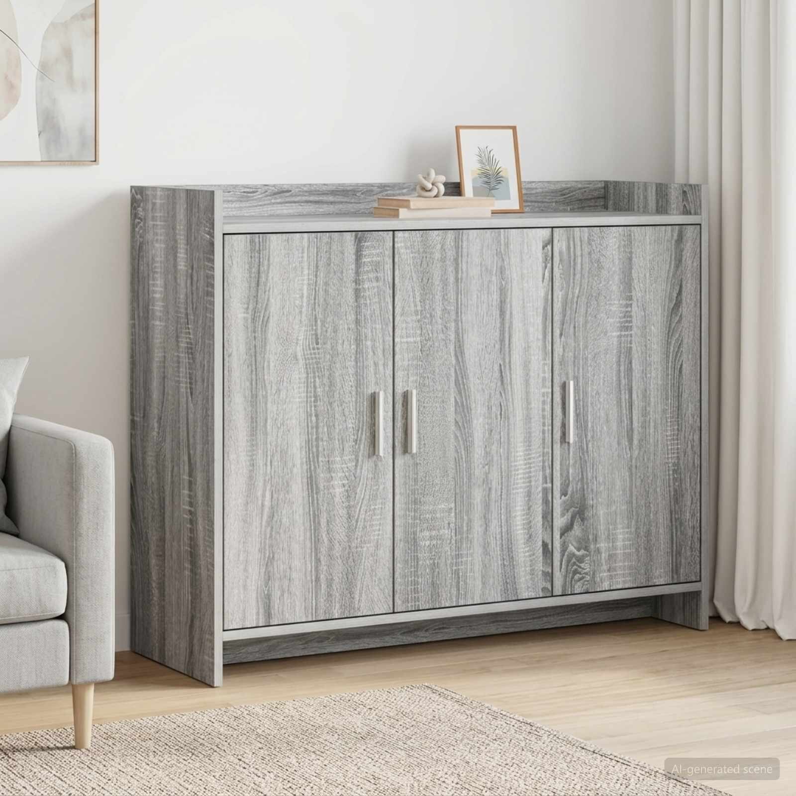 vidaXL Служебен шкаф Сив Сонома 985 x 33 x 80 см Инженерна дървесина