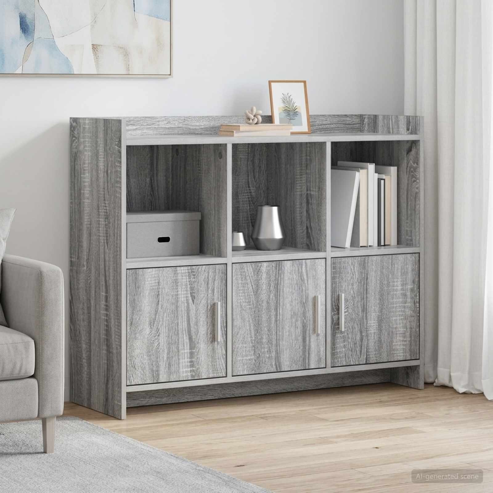 vidaXL Служебен шкаф Сив Сонома 985 x 33 x 80 см Инженерна дървесина