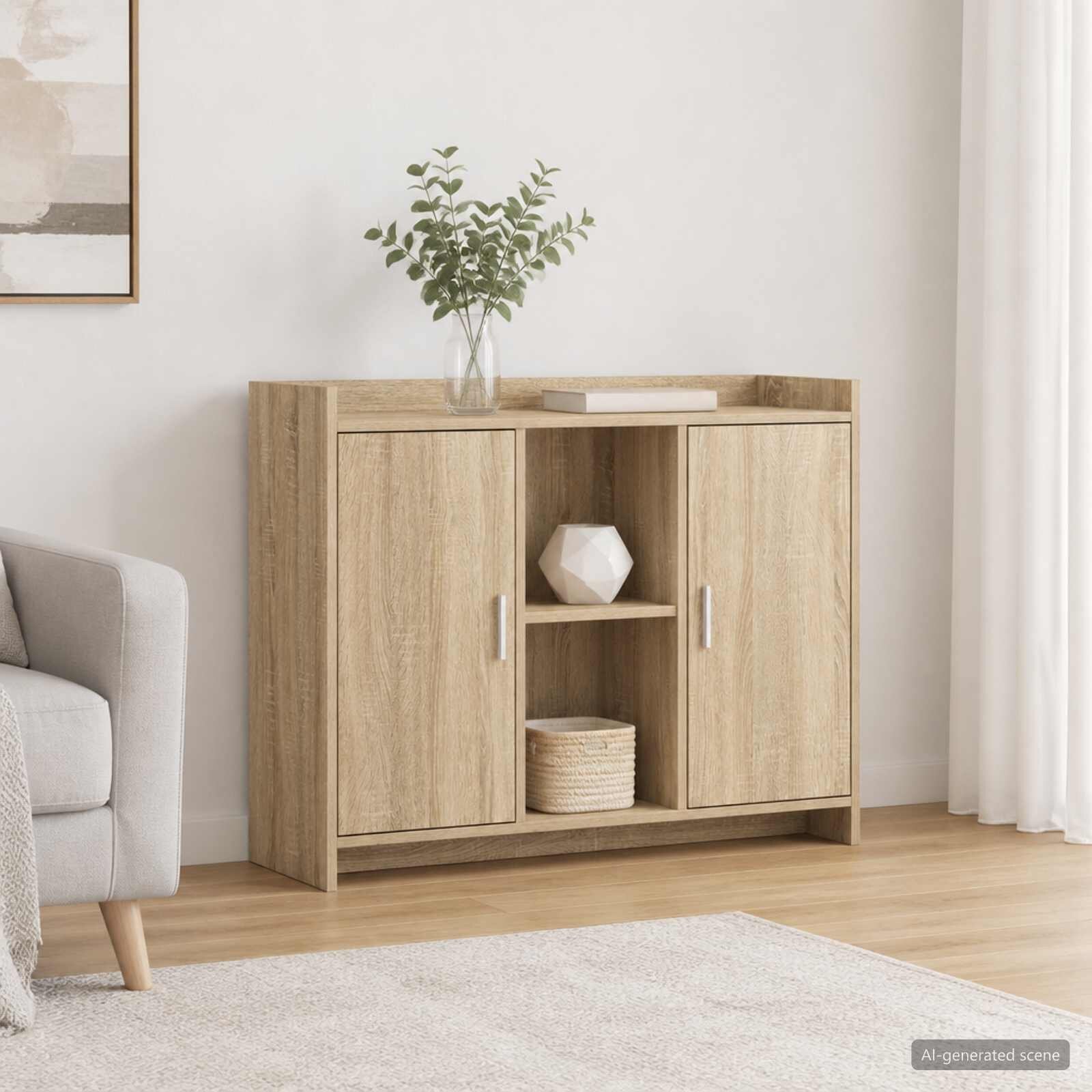 vidaXL Служебен шкаф Sonoma Oak 985 x 33 x 80 см Инженерна дървесина