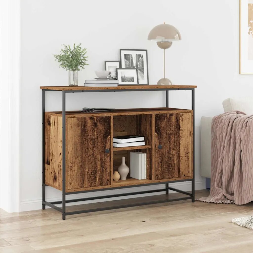 vidaXL Служебен шкаф Старо дърво 100 x 35 x 80 см Инженерна дървесина