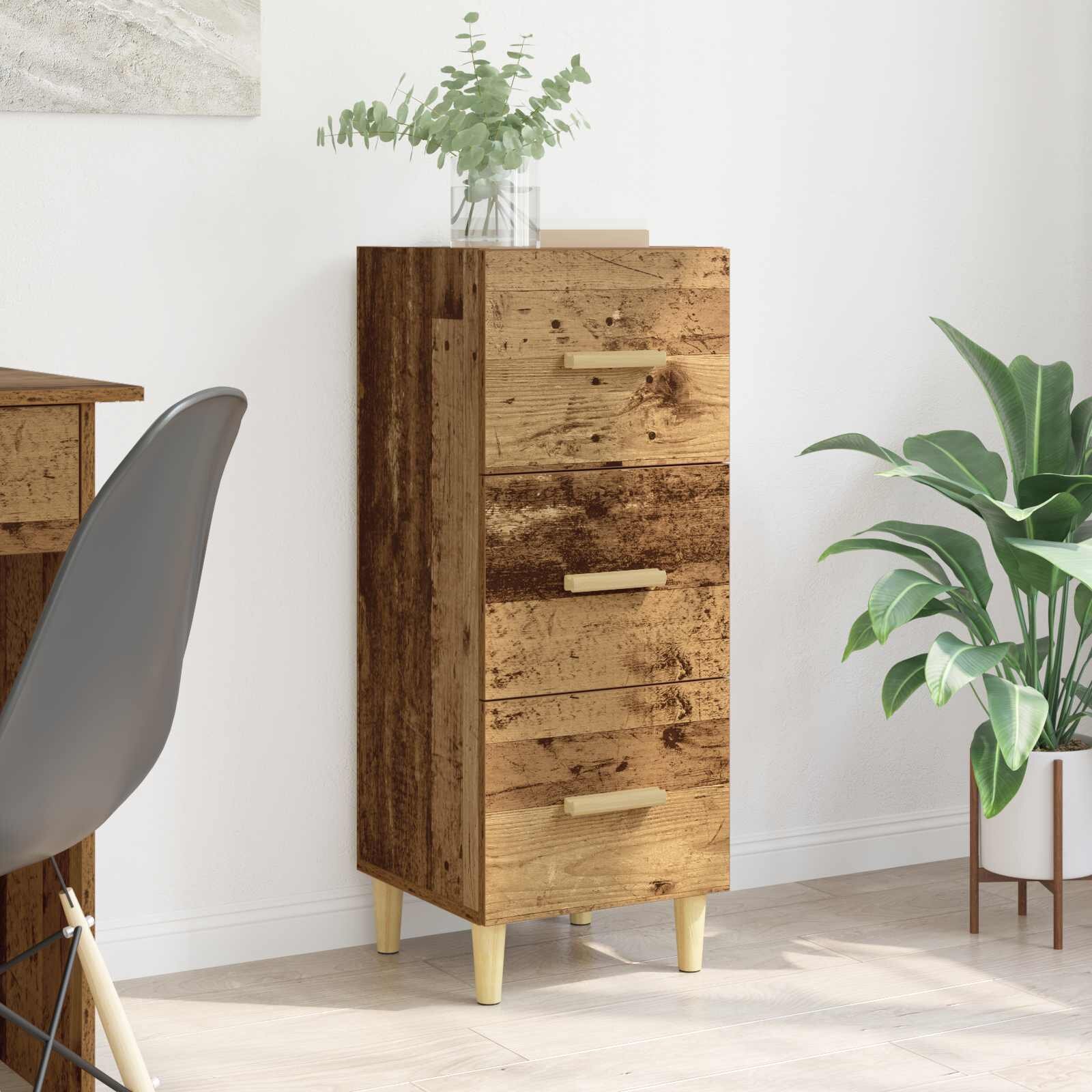 vidaXL Служебен шкаф Старо дърво 34.5 x 34 x 90 см Инженерна дървесина