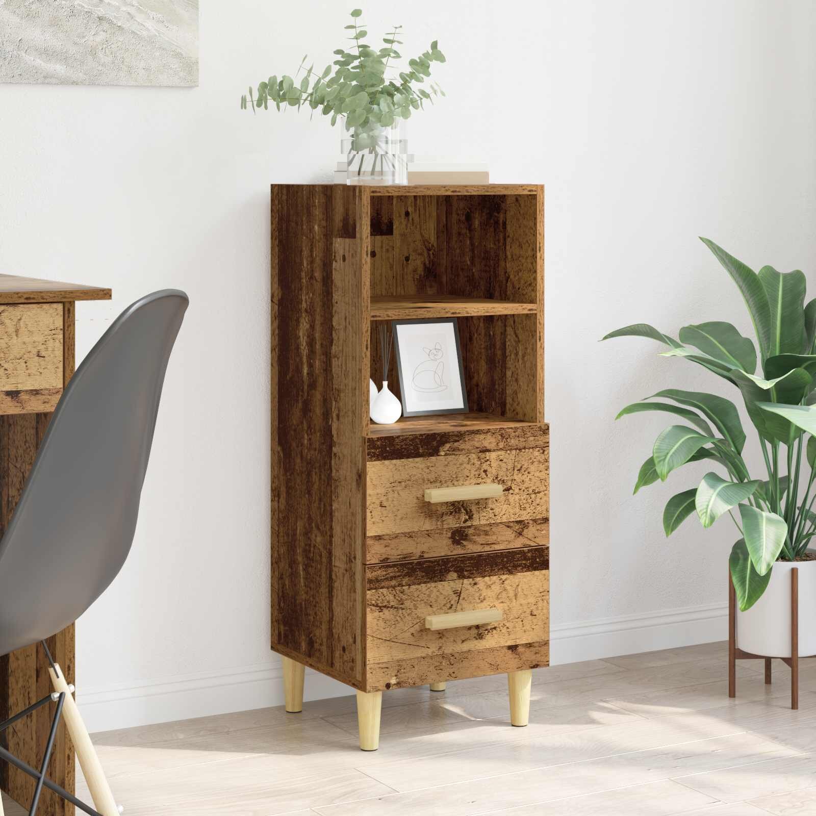 vidaXL Служебен шкаф Старо дърво 34 x 34.5 x 90 см Инженерна дървесина