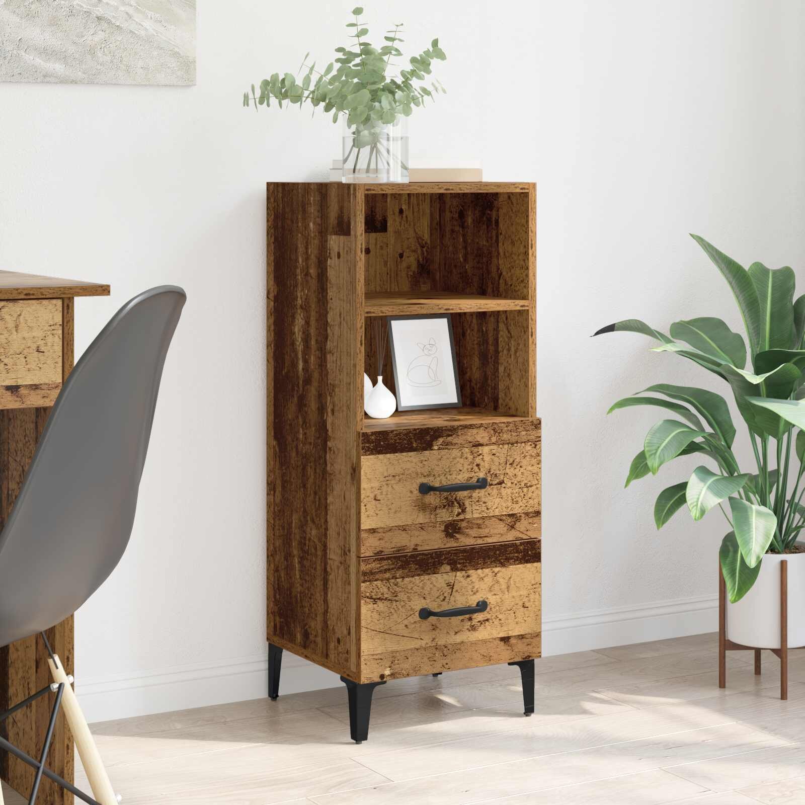 vidaXL Служебен шкаф Старо дърво 34 x 34.5 x 90 см Инженерна дървесина