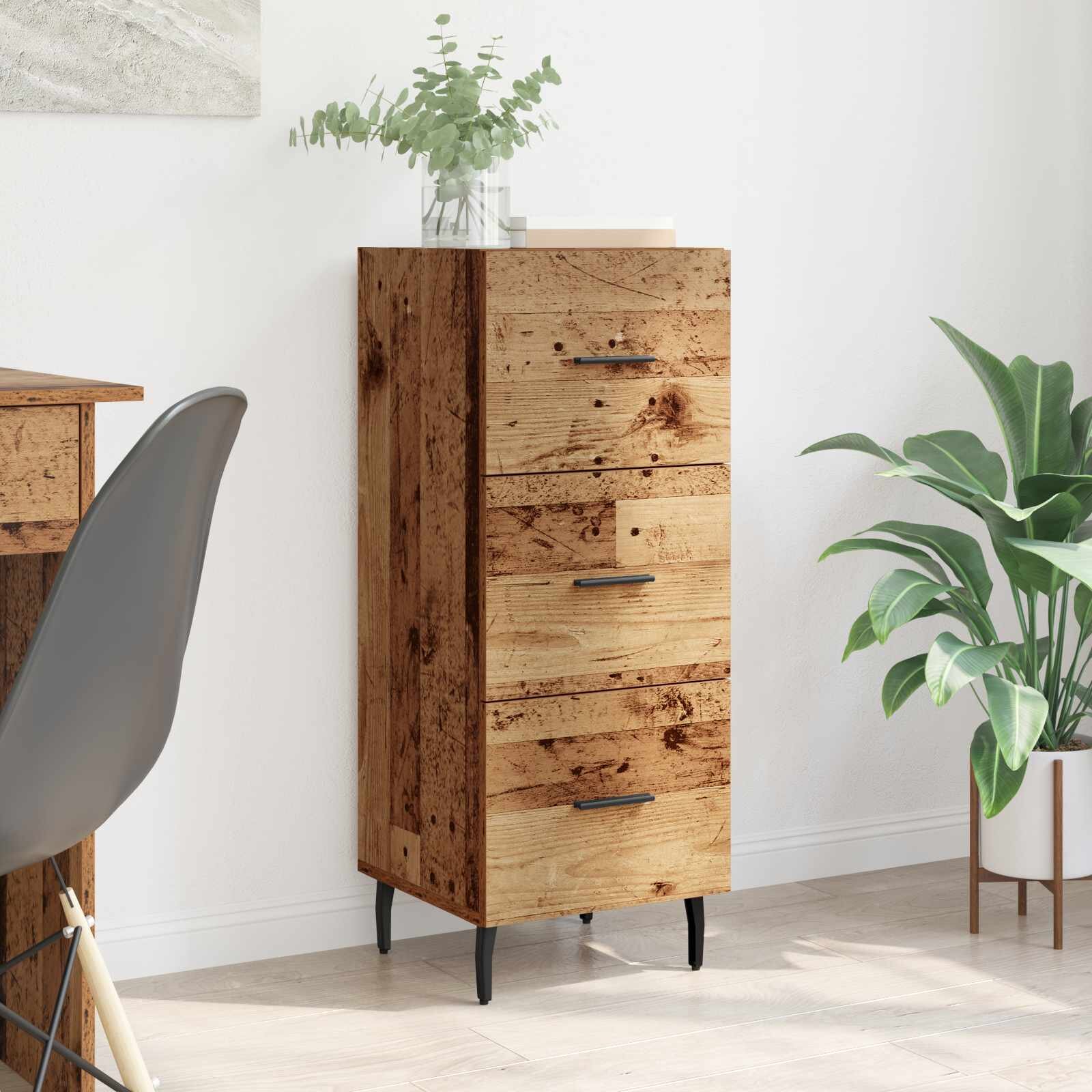 vidaXL Служебен шкаф Старо дърво 34 x 34.5 x 90 см Инженерна дървесина