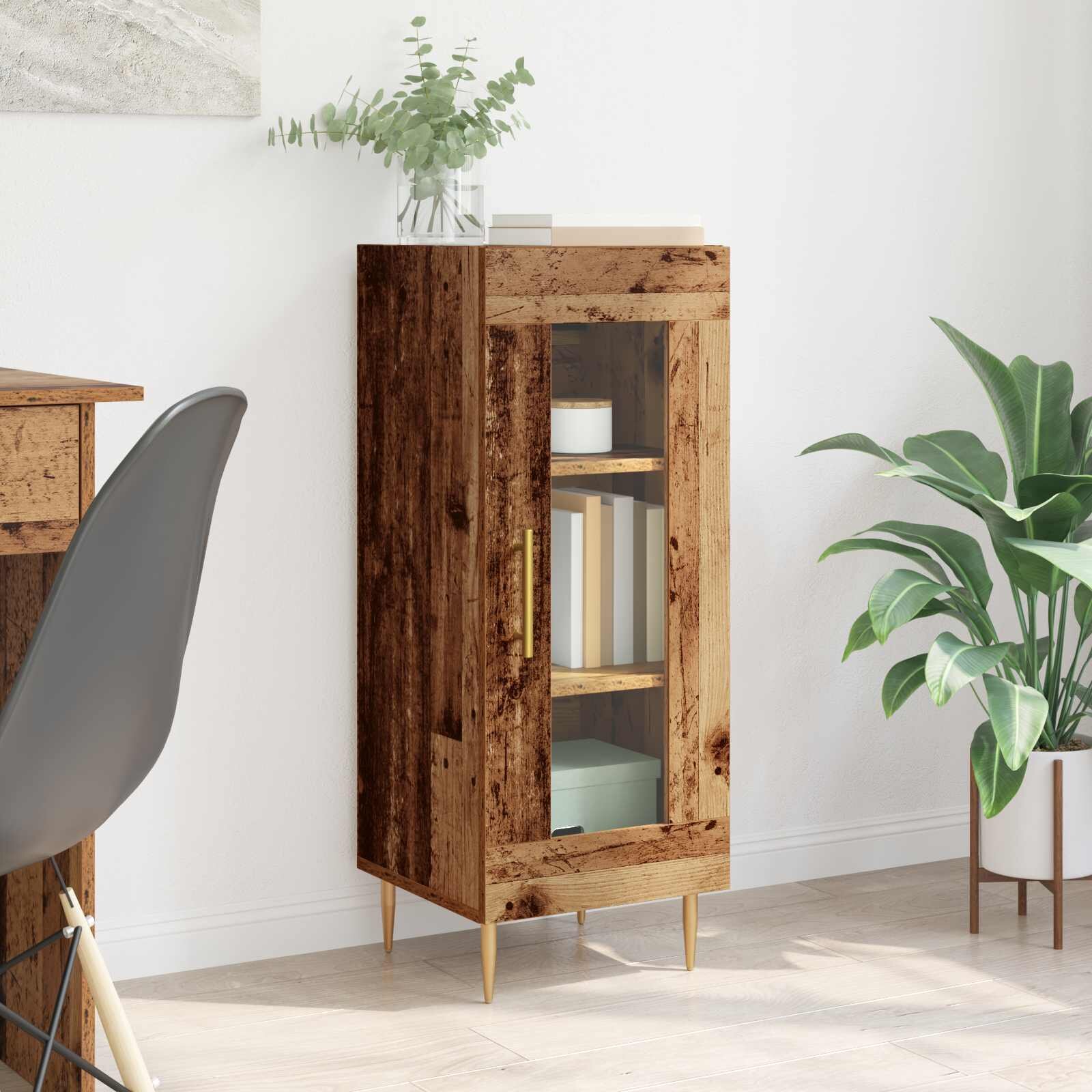 vidaXL Служебен шкаф Старо дърво 34 x 34.5 x 90 см Инженерна дървесина