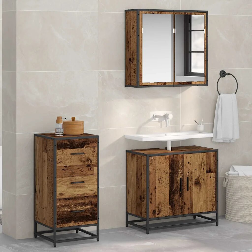 vidaXL Служебен шкаф Старо дърво 35.5 x 35 x 76 см