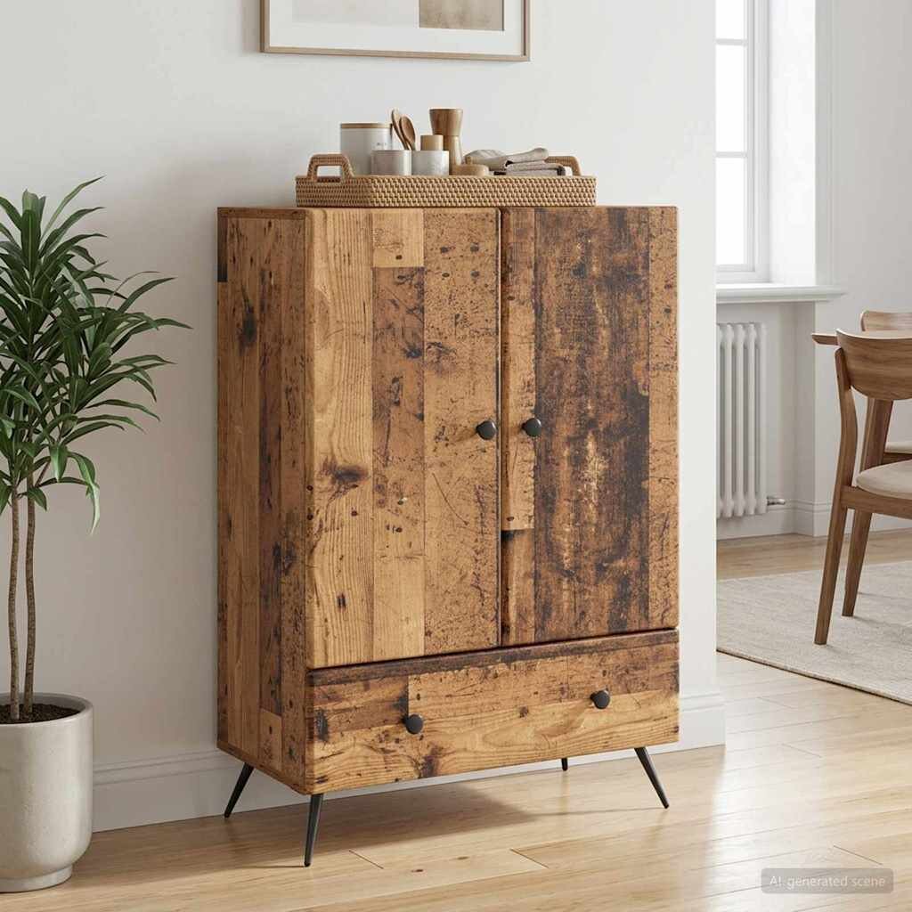 vidaXL Служебен шкаф Старо дърво 66 х 345 х 95 см Инженерна дървесина
