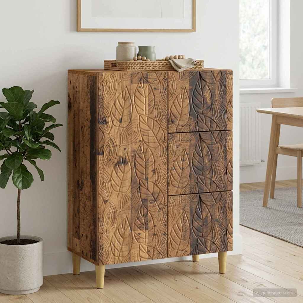 vidaXL Служебен шкаф Старо дърво 66 x 345 x 90 см Инженерна дървесина
