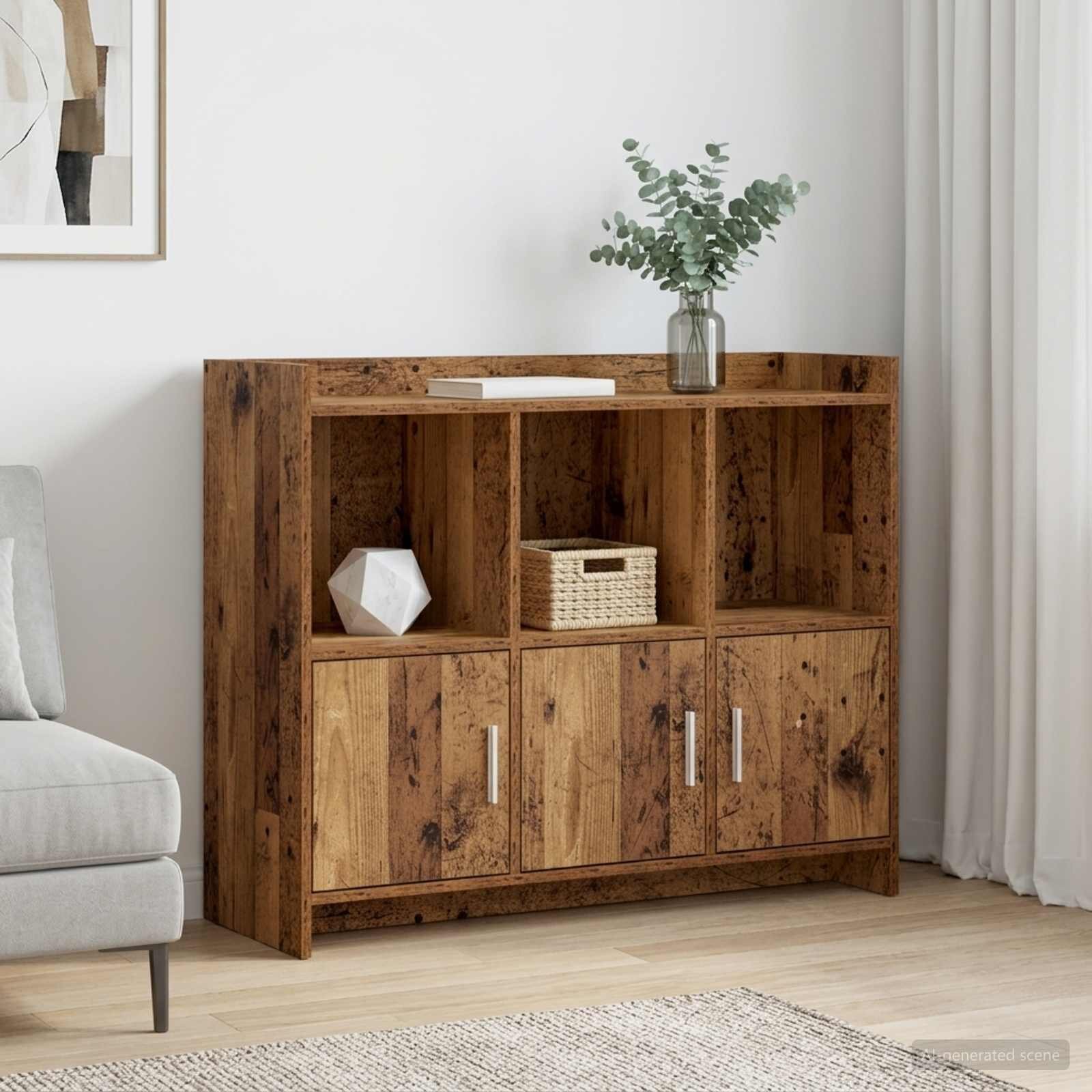 vidaXL Служебен шкаф Старо дърво 985 x 33 x 80 см Инженерна дървесина