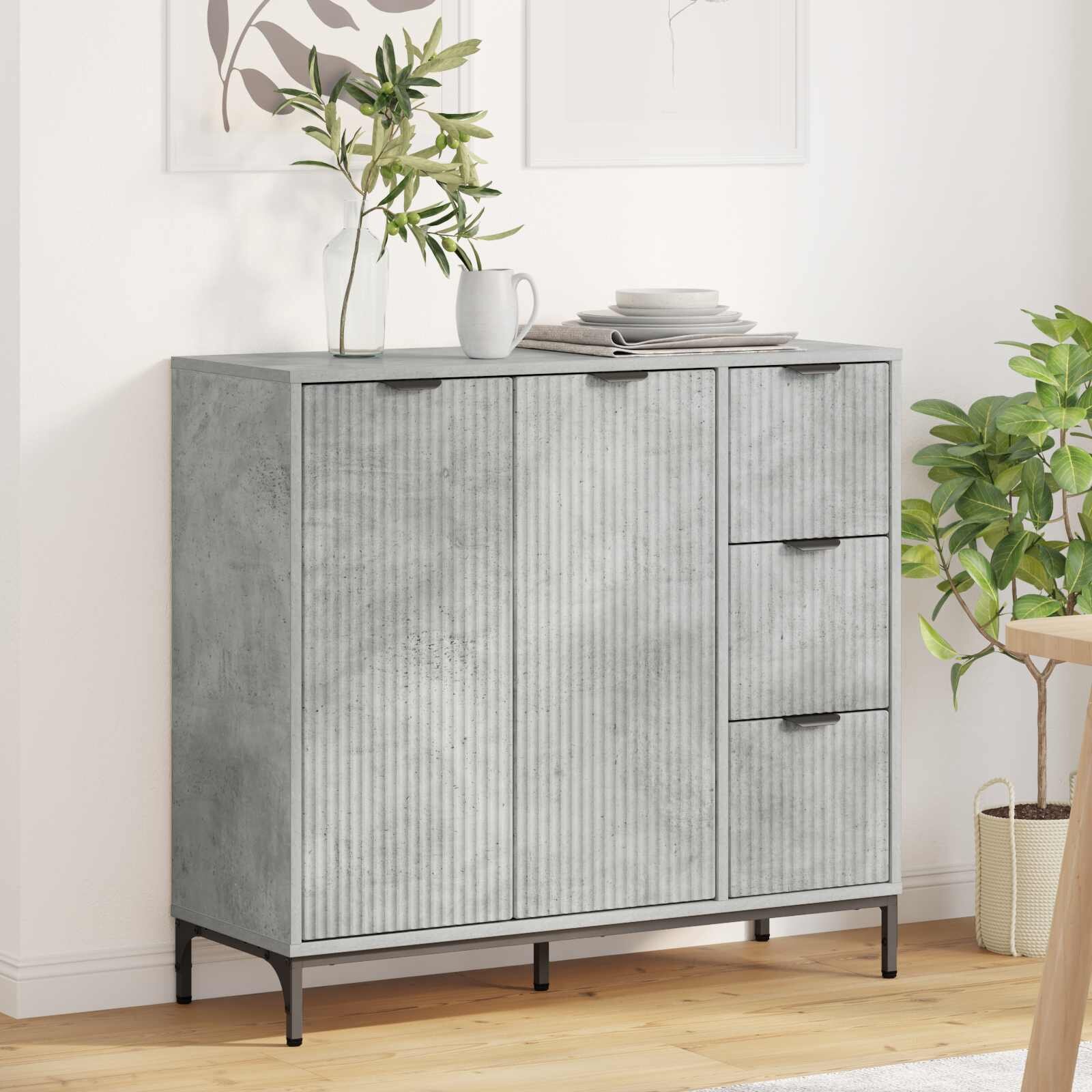 vidaXL Служебен шкаф Циментено сиво 895 x 33 x 82 см