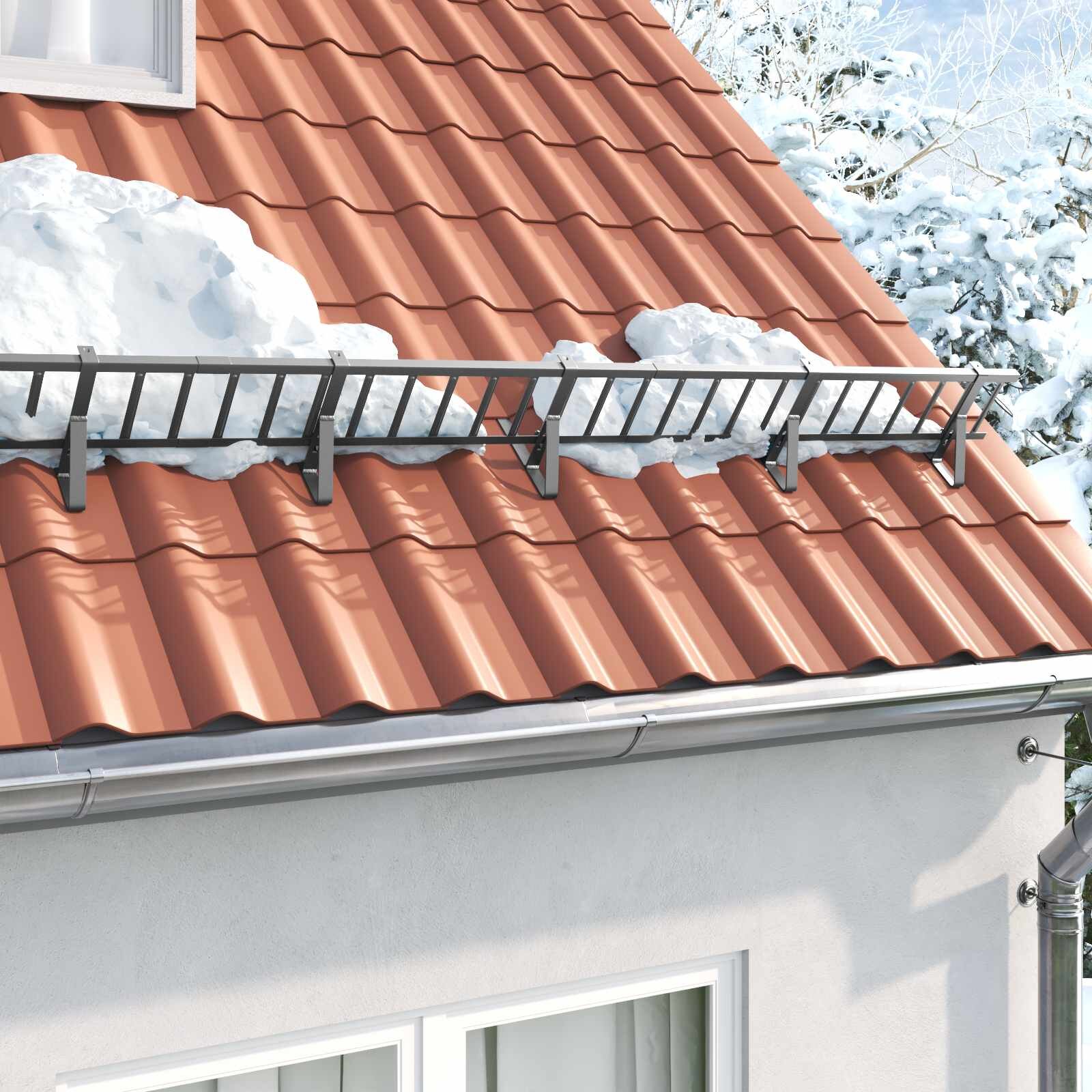 vidaXL Снегозадържател за покрив Антрацит 300 x 25 x 20 см Стомана