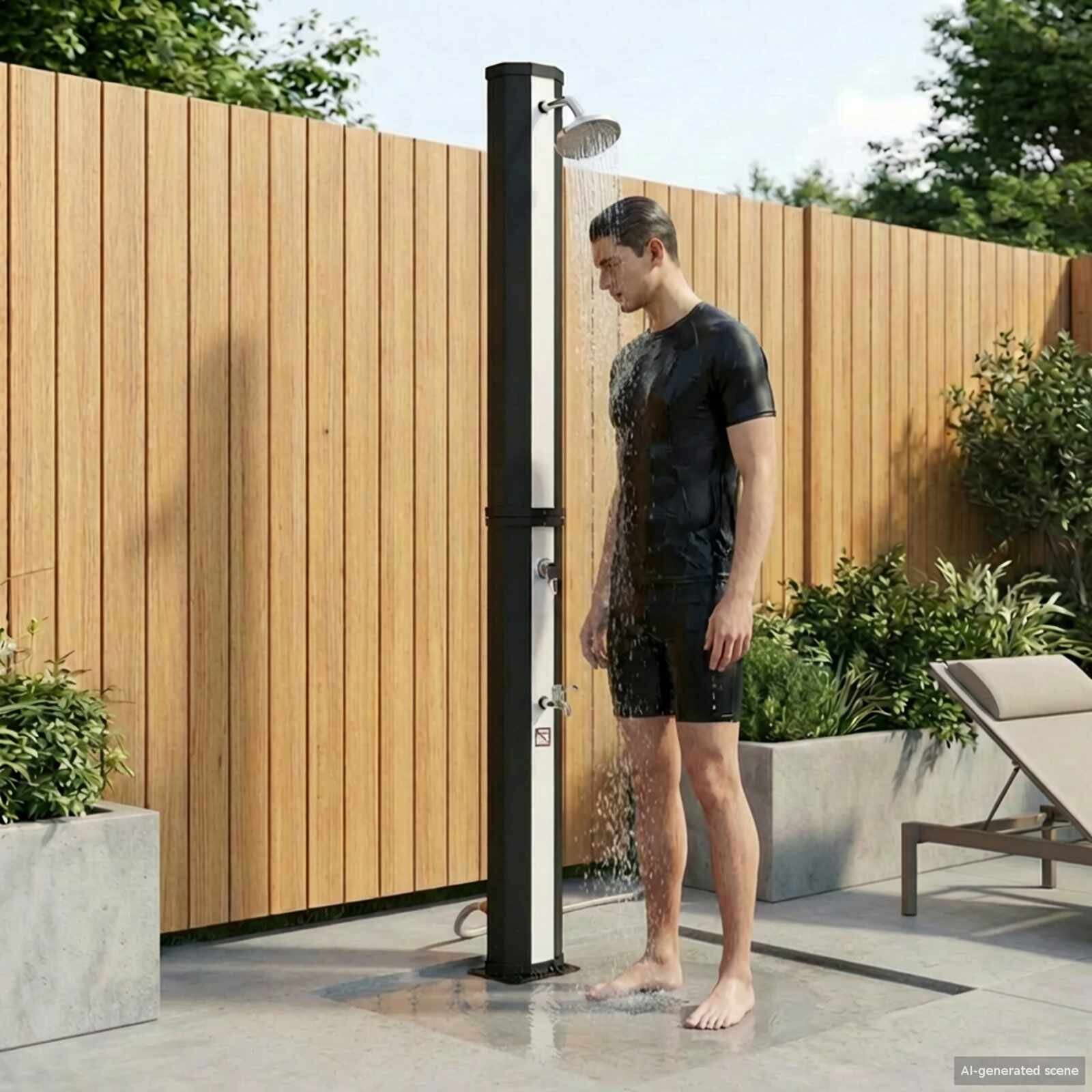 vidaXL Соларен душ с душ-глава и кран 40 l PVC ABS Цинкова сплав