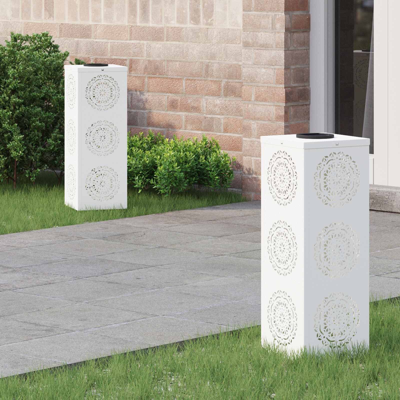 vidaXL Соларна LED светлина за пътека 2 бр. Топло бяло 18 x 18 x 50 см