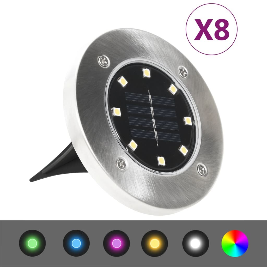 vidaXL Соларни земни лампи 8 бр LED светлина RGB цвят