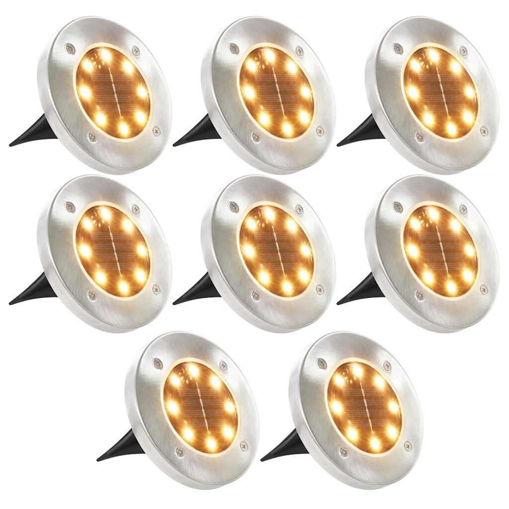 vidaXL Соларни земни лампи 8 бр LED светлина топло бели