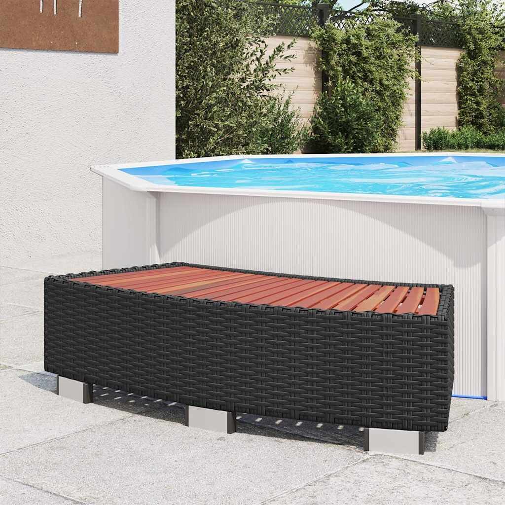 vidaXL Спа стъпало полиратан 92x45x25 см черно