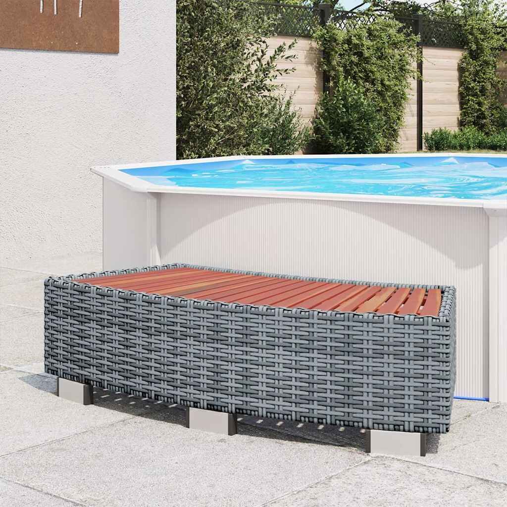 vidaXL Спа стъпало сиво полиратан 92x45x25 см