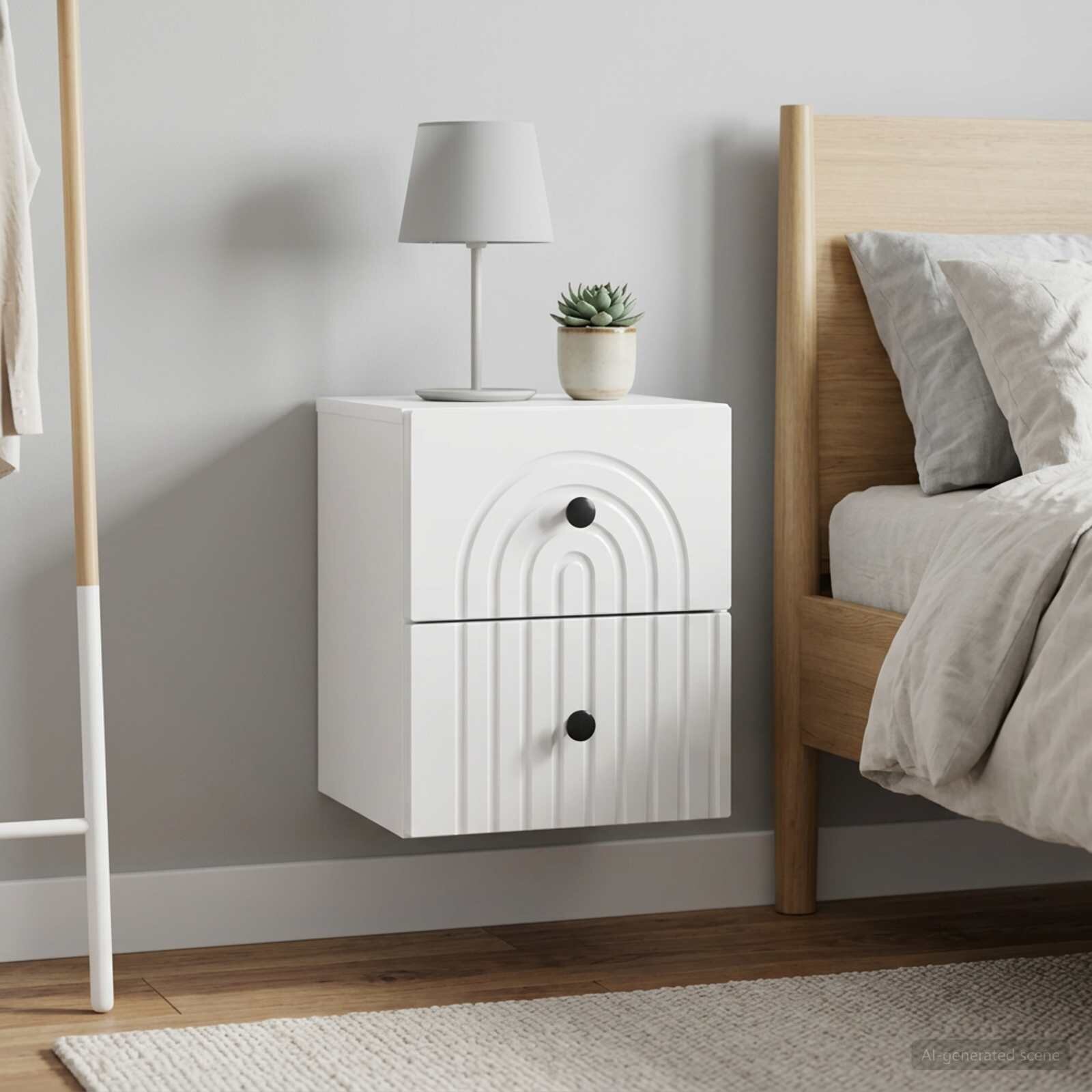 vidaXL Спален шкаф с монтаж на стена 2 бр. Бял гланц 33 x 345 x 40 см