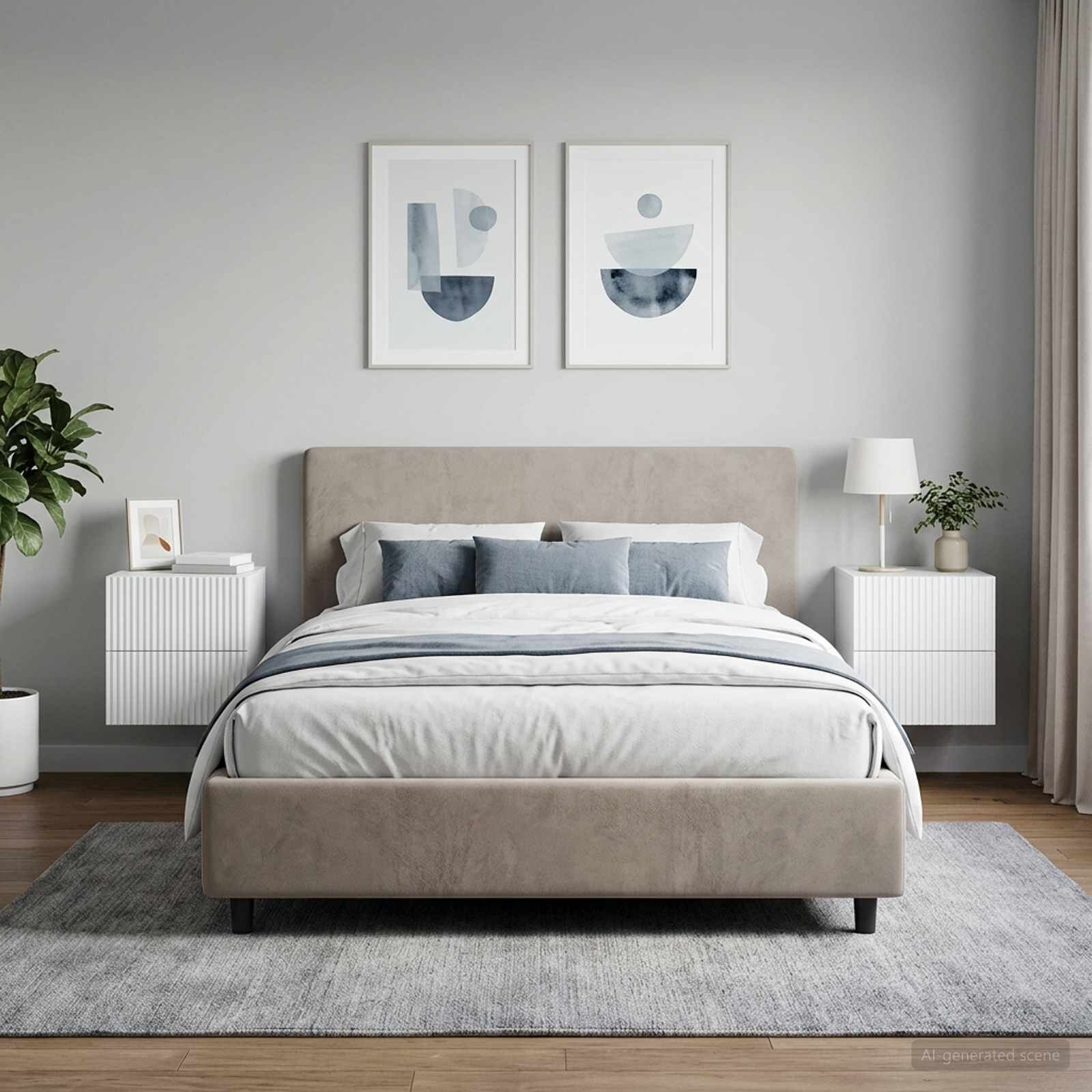 vidaXL Спален шкаф с монтаж на стена 2 бр. Бял гланц 33 x 345 x 40 см