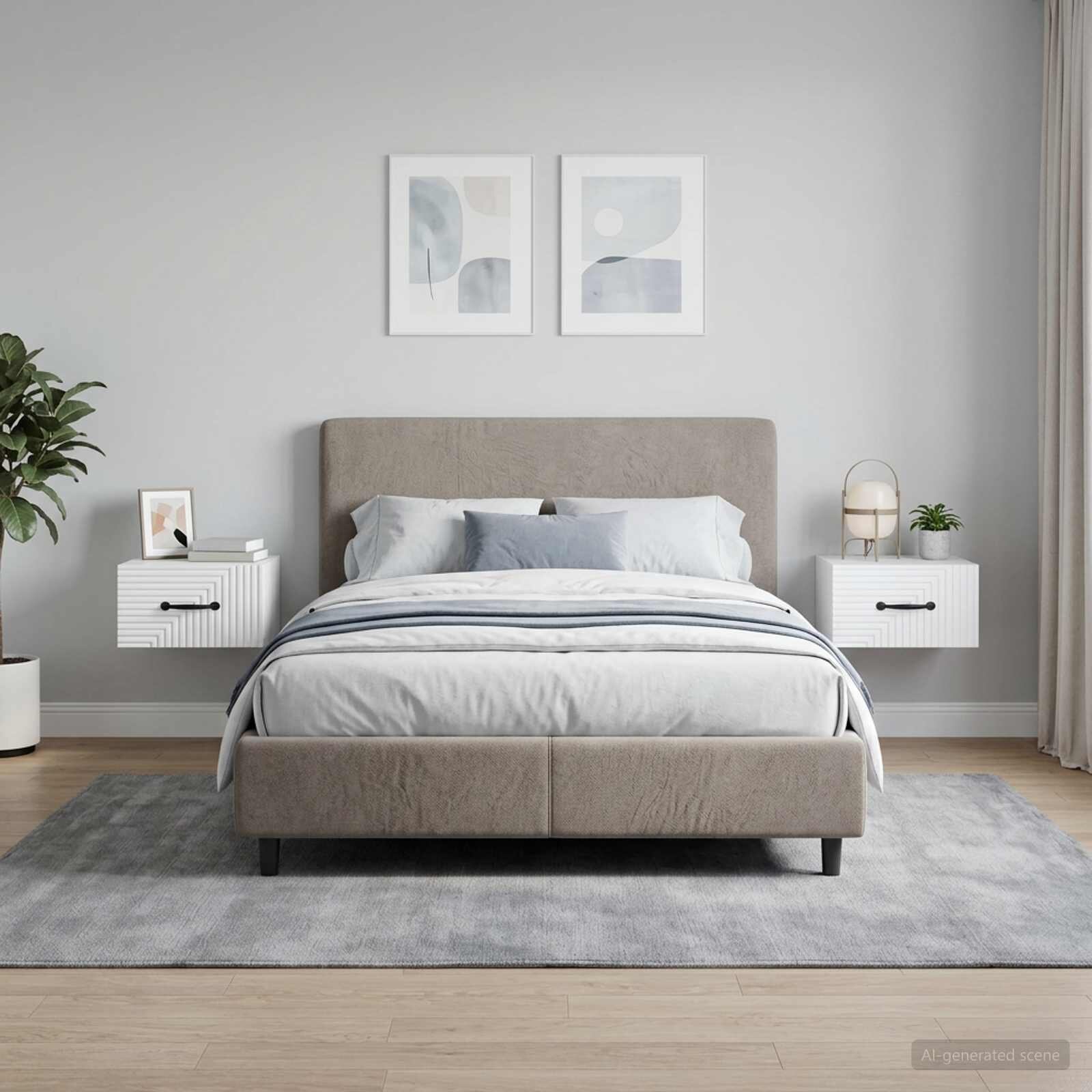 vidaXL Спален шкаф с монтаж на стена 2 бр. Бял гланц 345 x 33 x 20 см