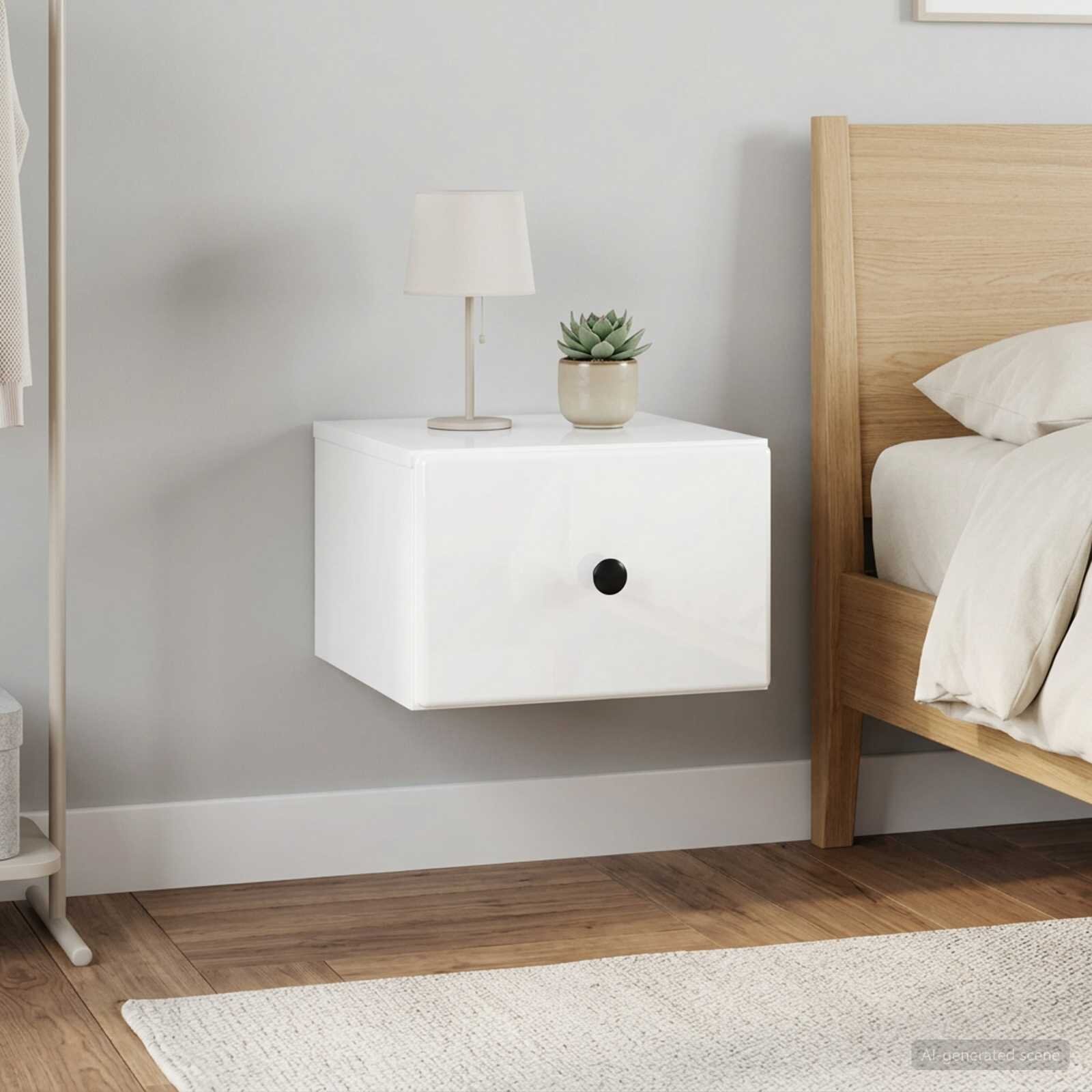 vidaXL Спален шкаф с монтаж на стена 2 бр. Бял гланц 345 x 33 x 20 см
