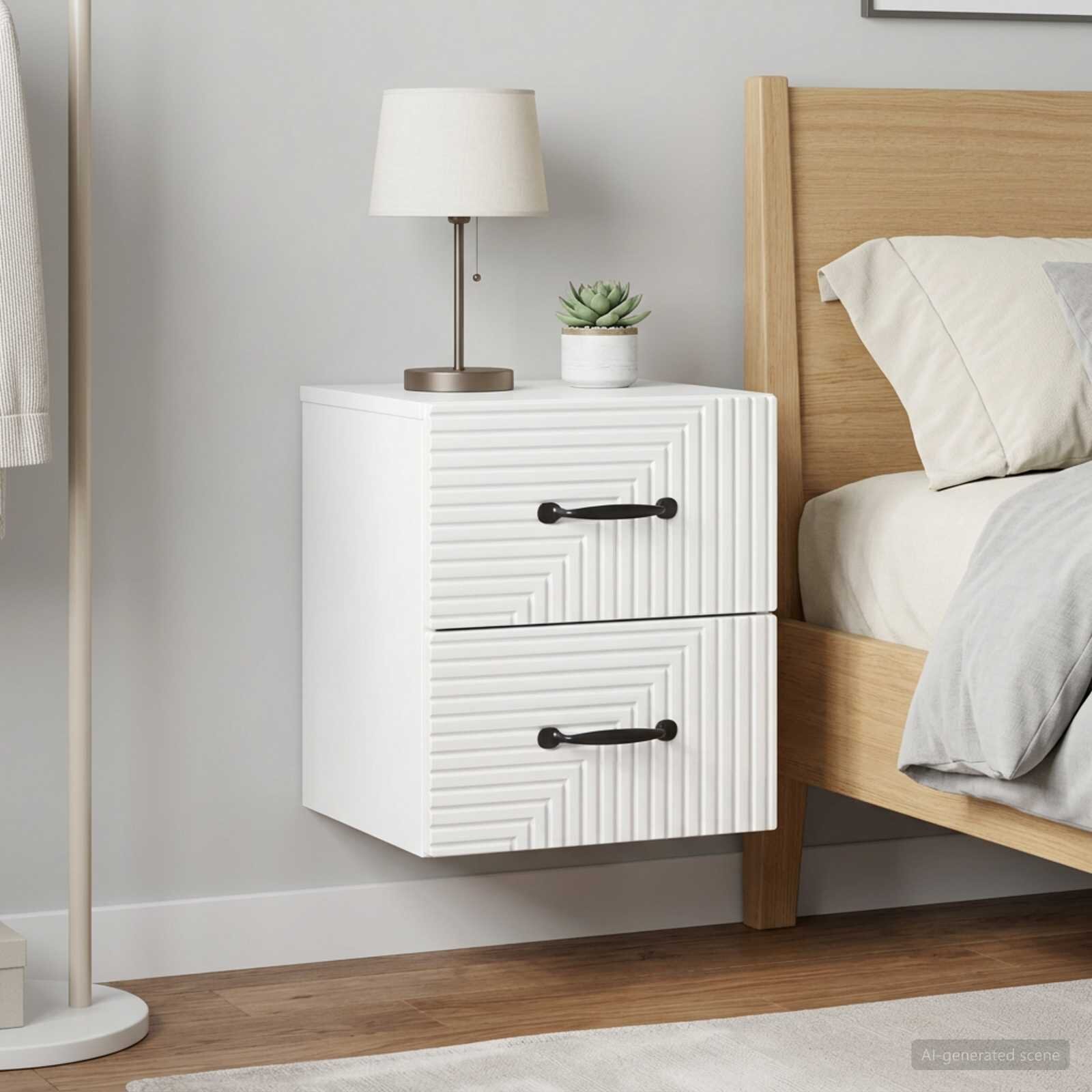 vidaXL Спален шкаф с монтаж на стена 2 бр. Бял гланц 345 x 33 x 40 см